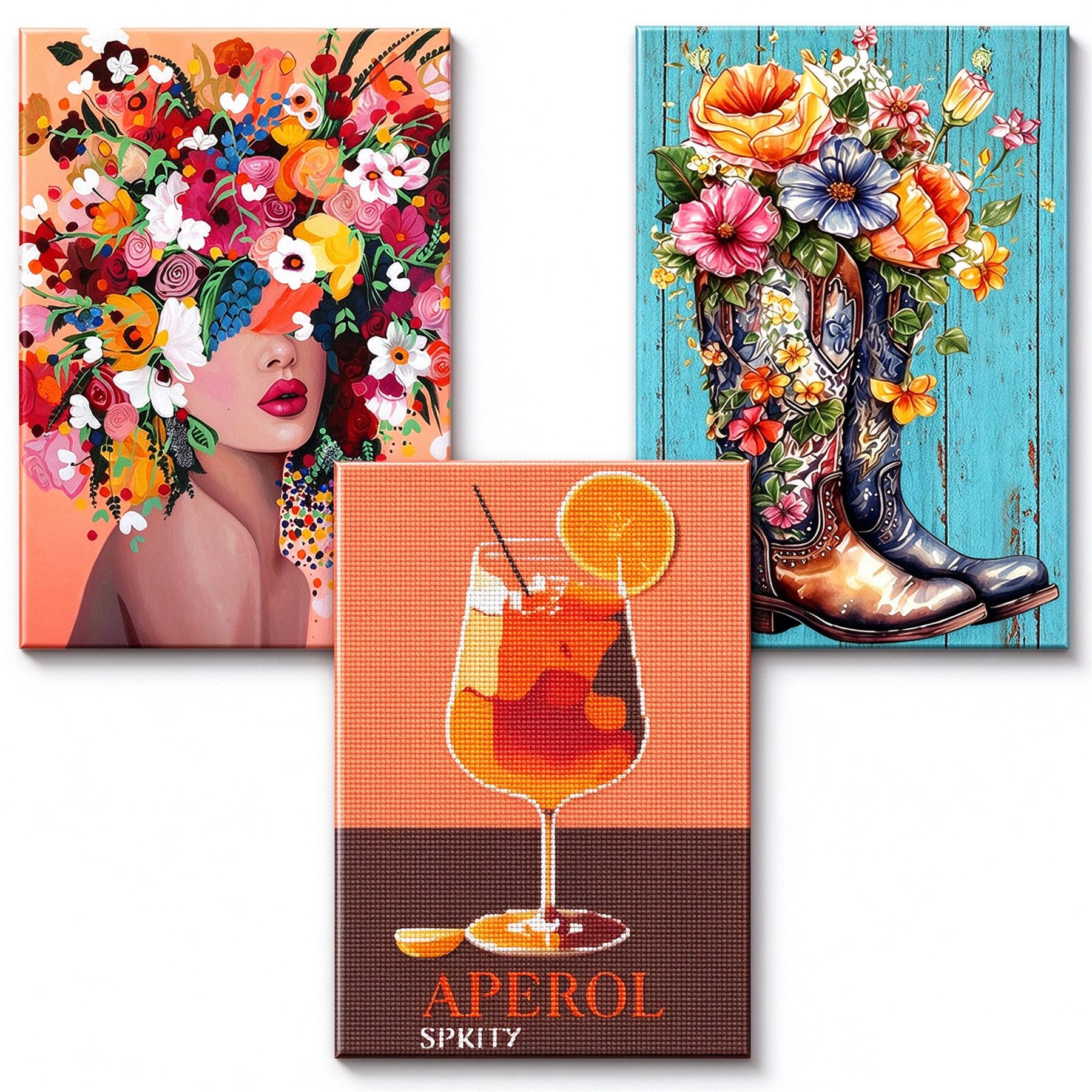 Mutig Malen nach Zahlen 3 Pack Diamond Painting,5D Diamond Painting Ölgemälde-Stil,30 x 40 cm (Kräftige Farben, Vintage-Stil und rustikaler …