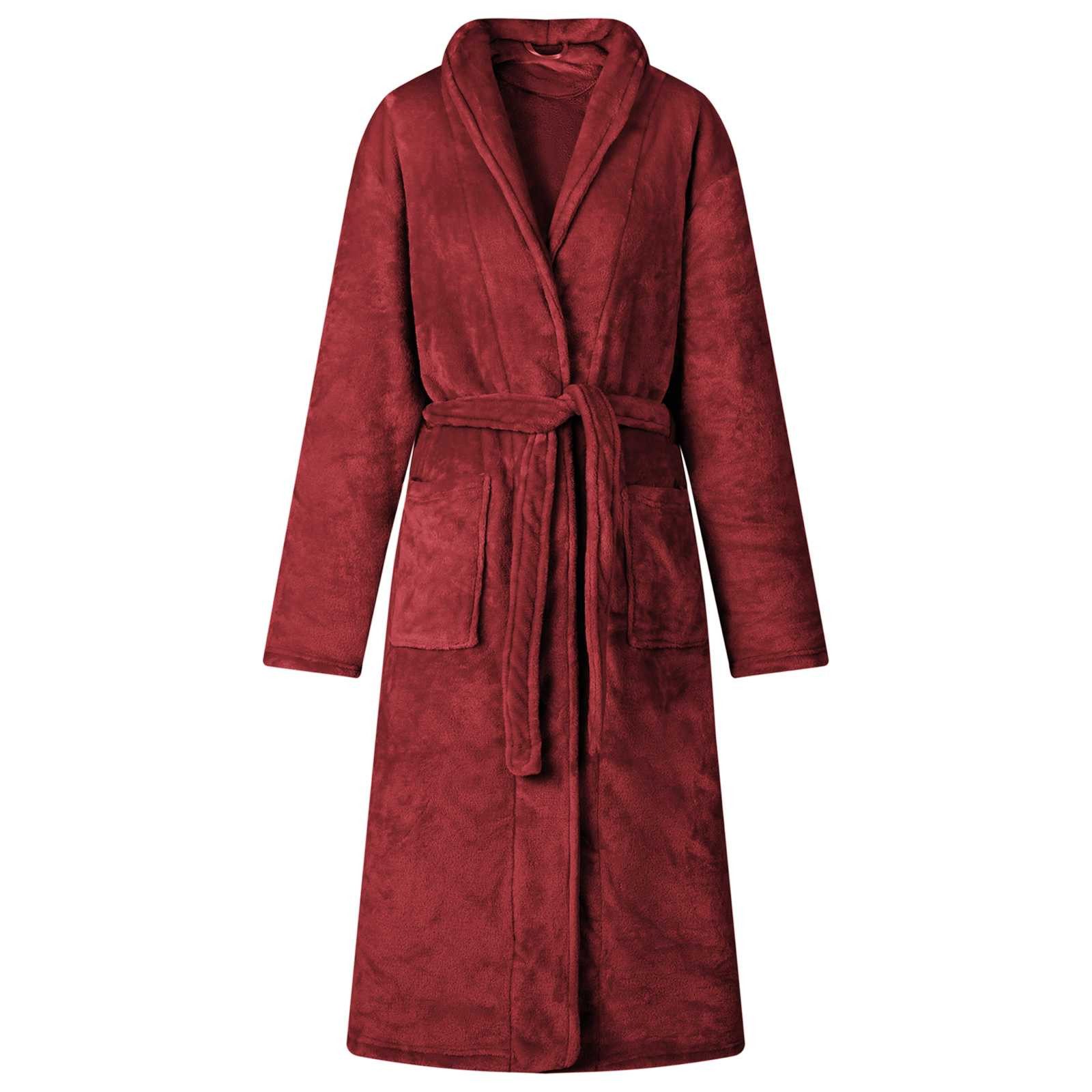 Damenbademantel M Bademantel Damen rot Größe M 100 Baumwolle Flanell 110x110 cm für Wi