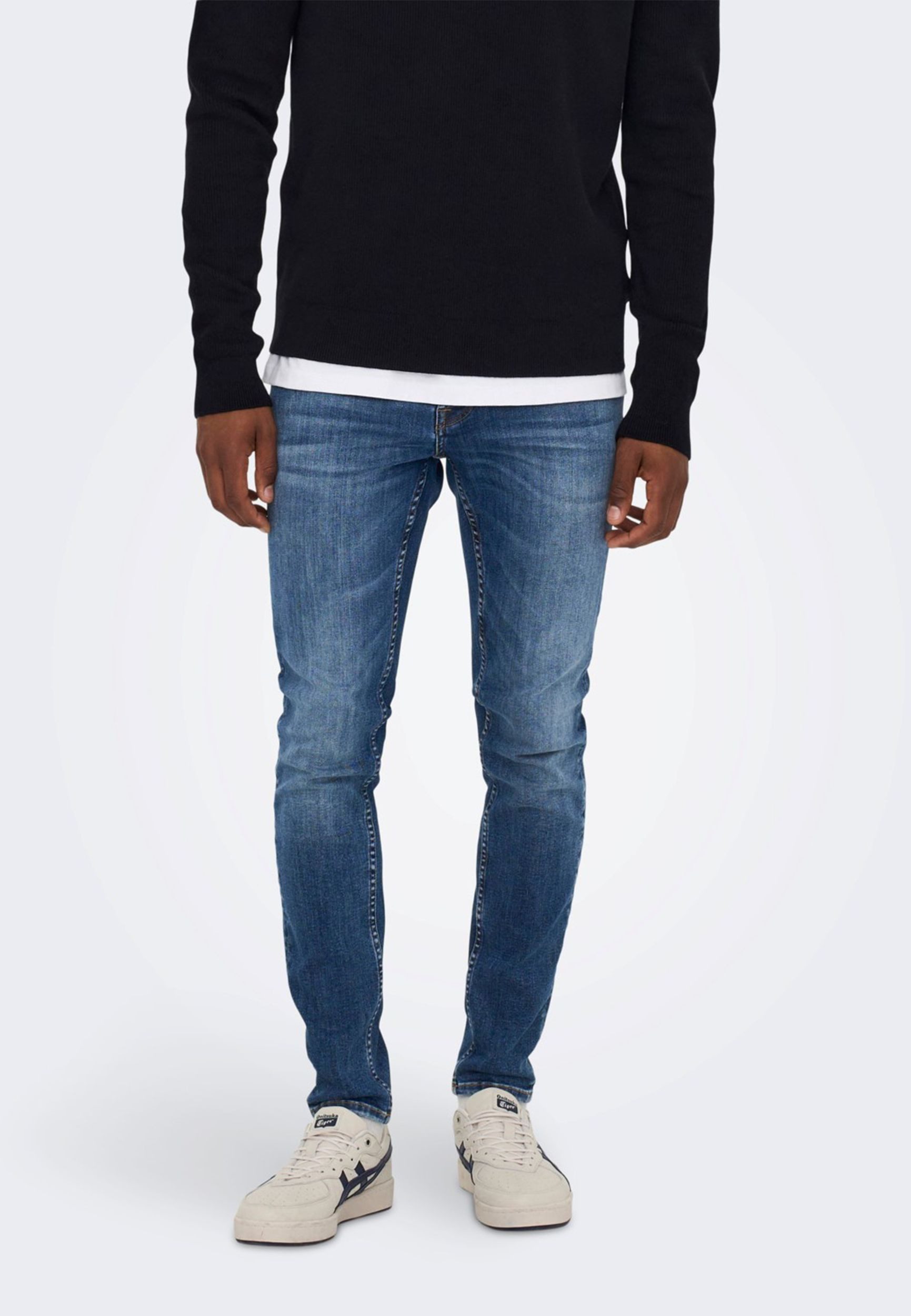 ONLY & SONS Slim-fit-Jeans Skinny Fit Jeans Basic Denim Stoned Washed Pants ONSWARP für (1-tlg) Baumwolle unifarben wärmend Reißverschluss Basic-Style
