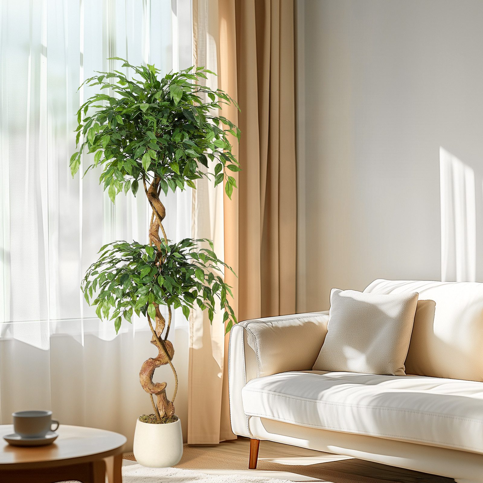Kunstbaum 1.2/1.5/1.8m große künstliche Ficus-Bäume, künstliche Pflanzen, GarveeMore, Höhe 150 cm
