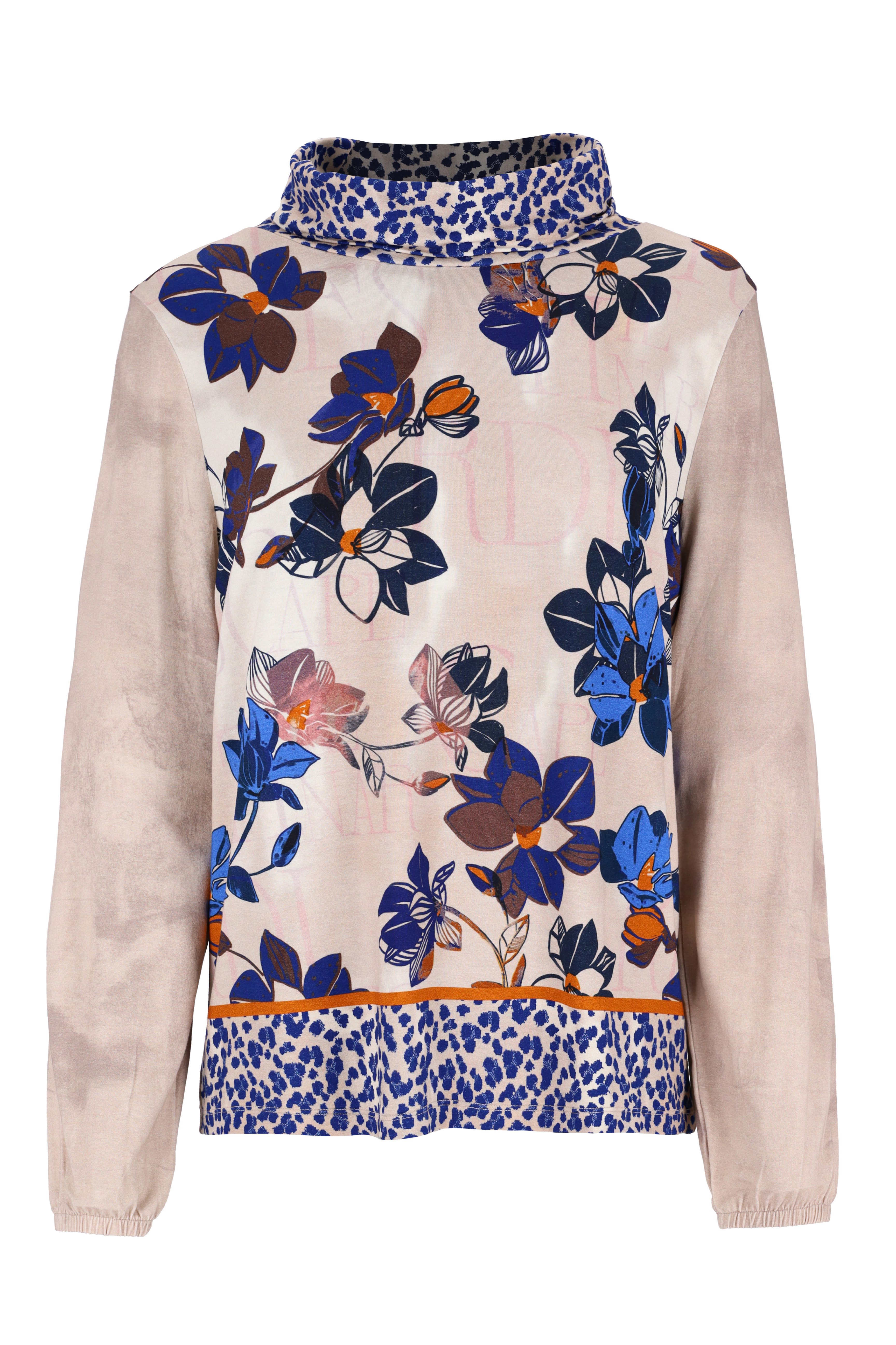 Hajo Blusenshirt Shirt mit halsfernem Kragen und Mustermix