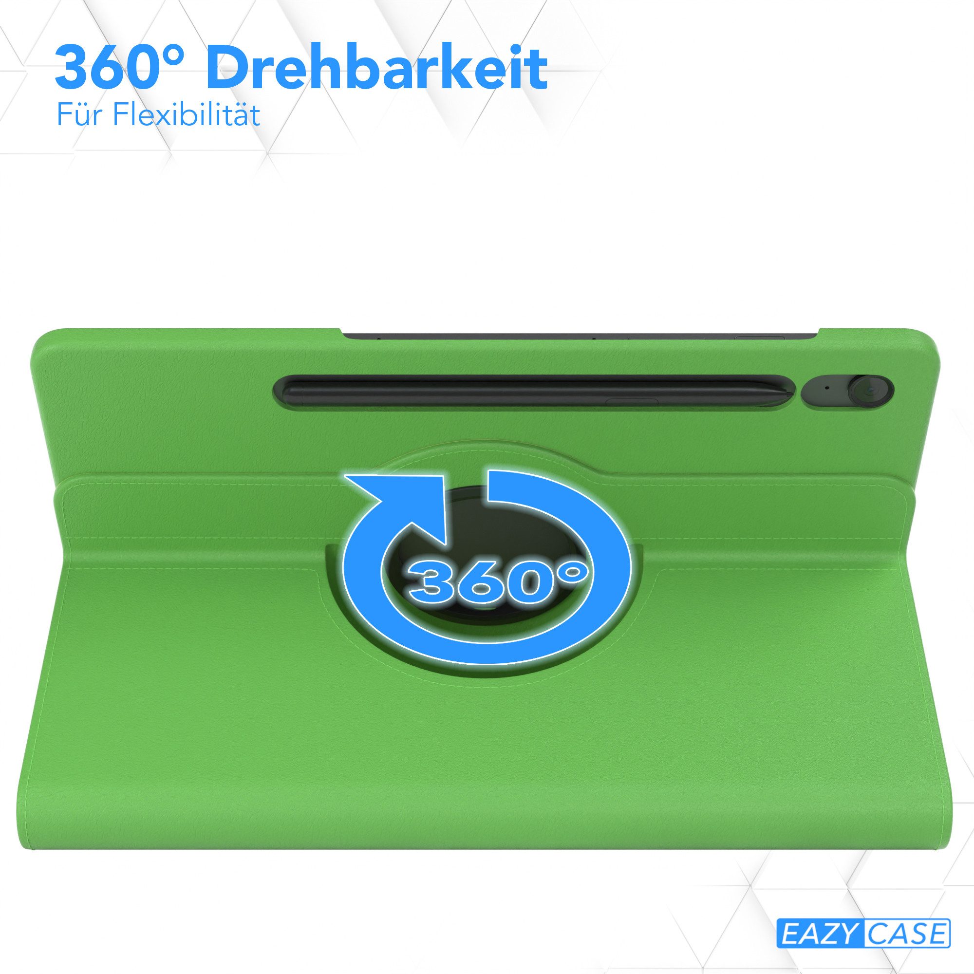 EAZY CASE Tablet-Hülle Rotation Case für Galaxy Tab S10 FE 10,9 Zoll, Tabletcover Case Hardcover Flipcover zum Aufstellen Klapp-Case Grün – Bild 3 von 5