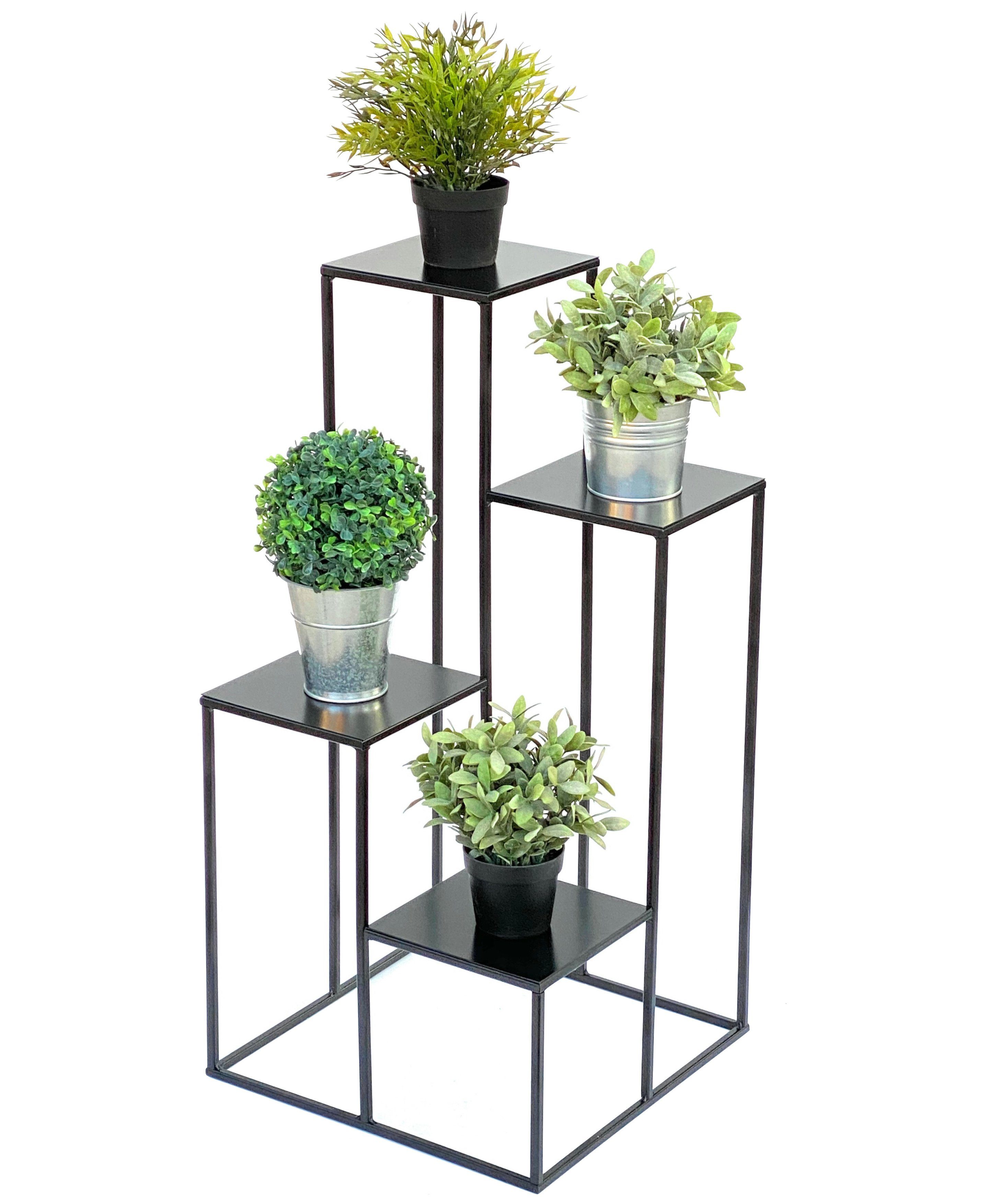 DanDiBo Blumenständer Blumentreppe Metall Schwarz 82 cm Pflanzentreppe Blumenständer 435 Blumensäule Modern Pflanzenständer Blumenhocker