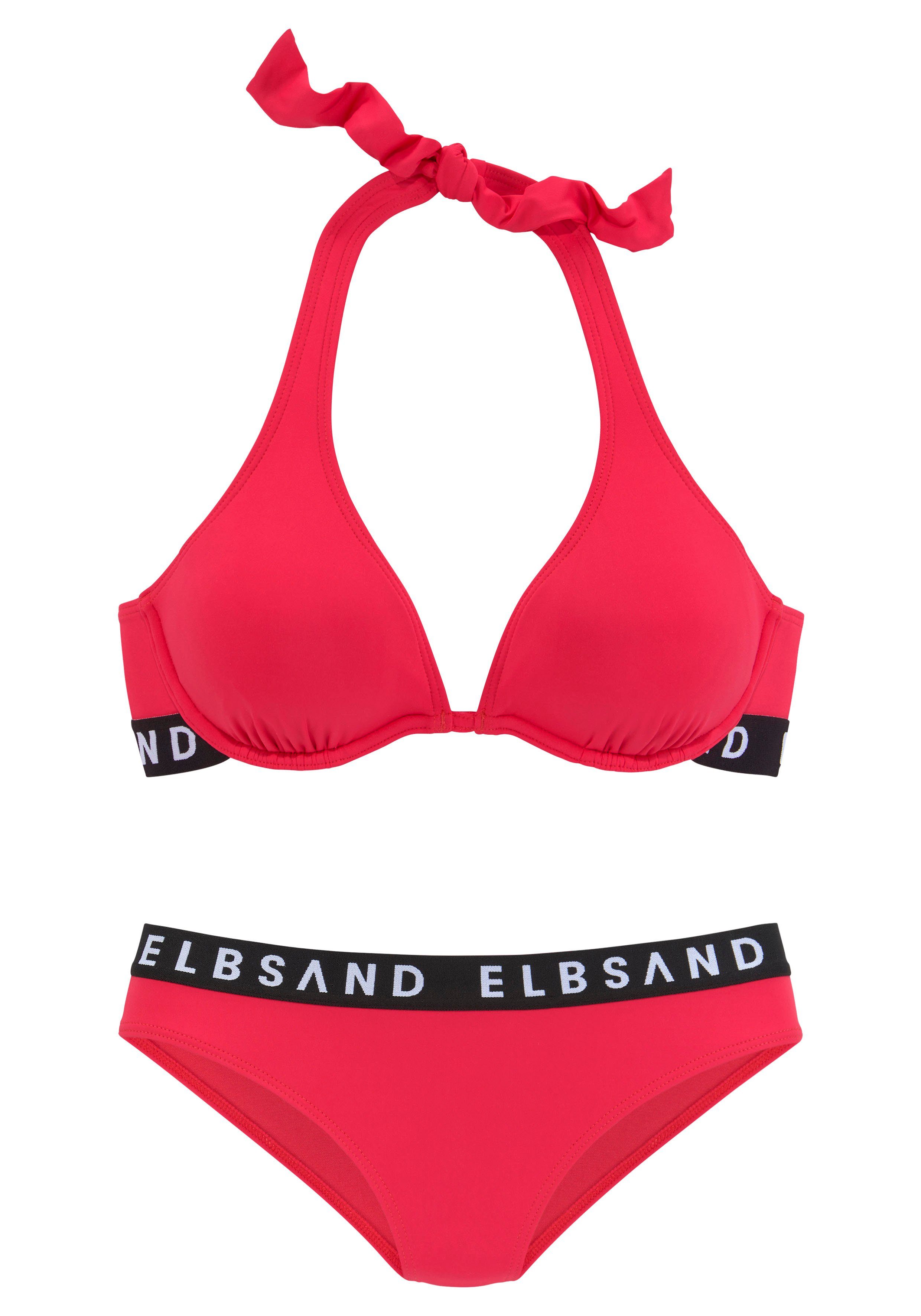 Elbsand Bügel-Bikini mit kontrastfarbenen Markenschriftzügen günstig online kaufen