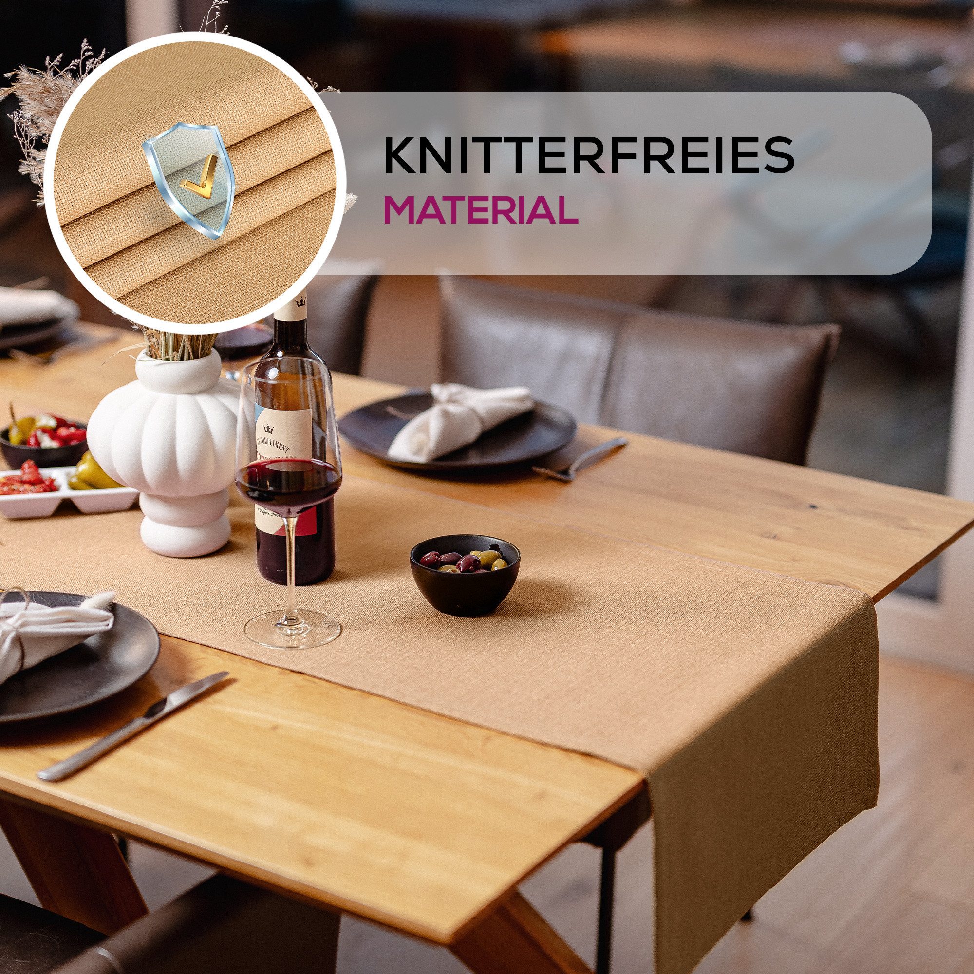 Beautex Tischdecke Lina elegante Leinenoptik, viele Größen und Farben (1-tlg), Schmutzabweisend, knitterarm, sauber umnähmter Saum – Bild 4 von 5