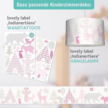 lovely label Bordüre Waldtiere Tipi Land rosa/beige - Wandbordüre - Wanddeko Kinderzimmer, selbstklebend