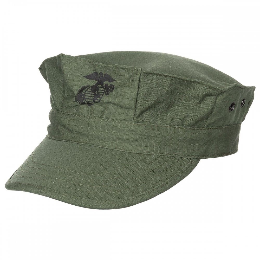 MFH Army Cap US Cap, USMC, Rip Stop, oliv, mit Marine-Corp-Druck - S