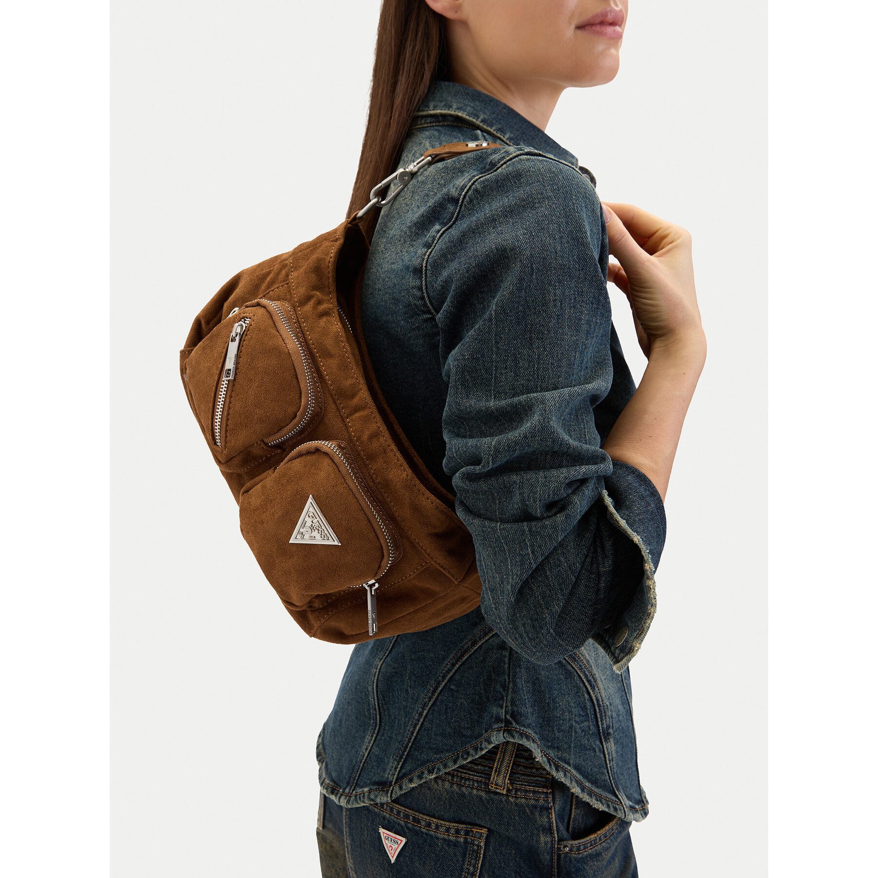 GUESS JEANS Umhängetasche Guess Jeans Damen Tasche Braun