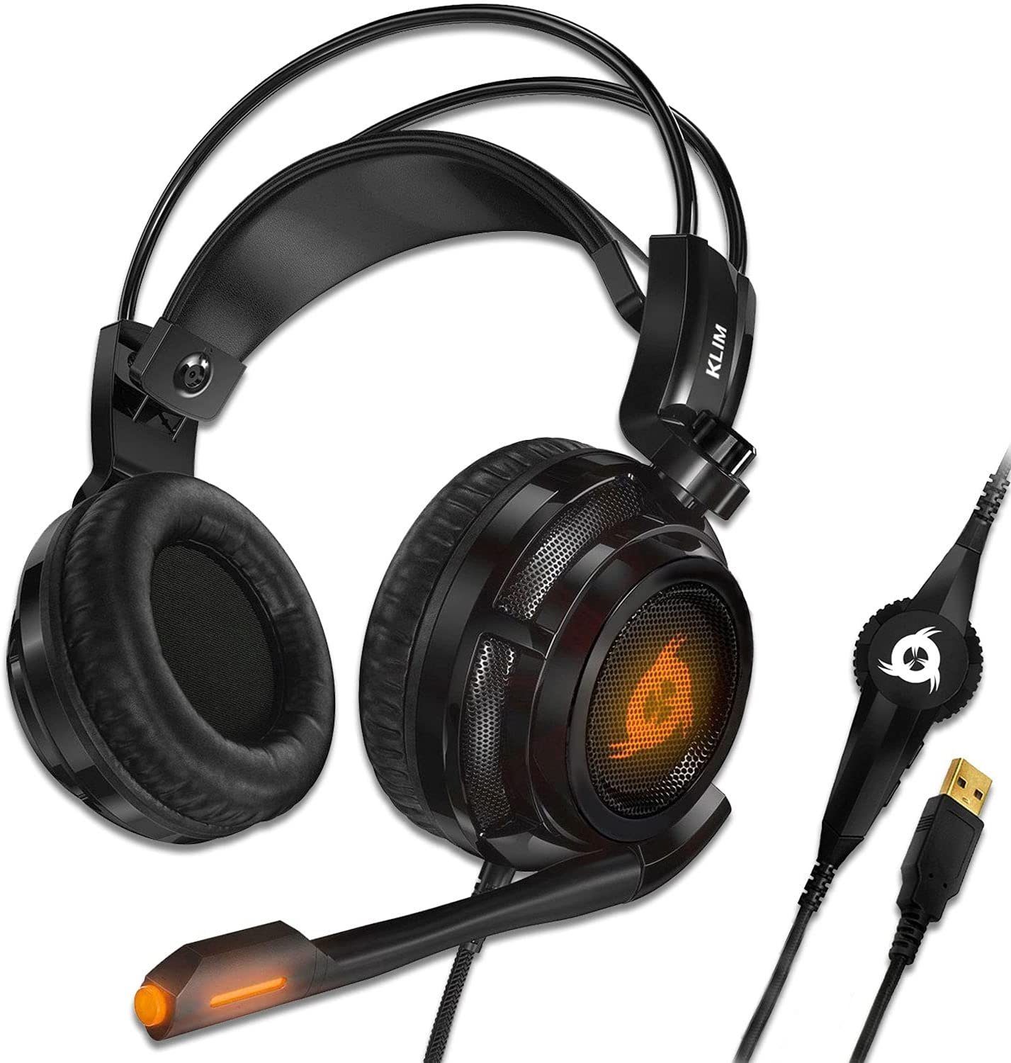 Gaming-Headset (für PS5 und Puma Surround 7.1 mit Sound) PS4 PC, Schwarz KLIM