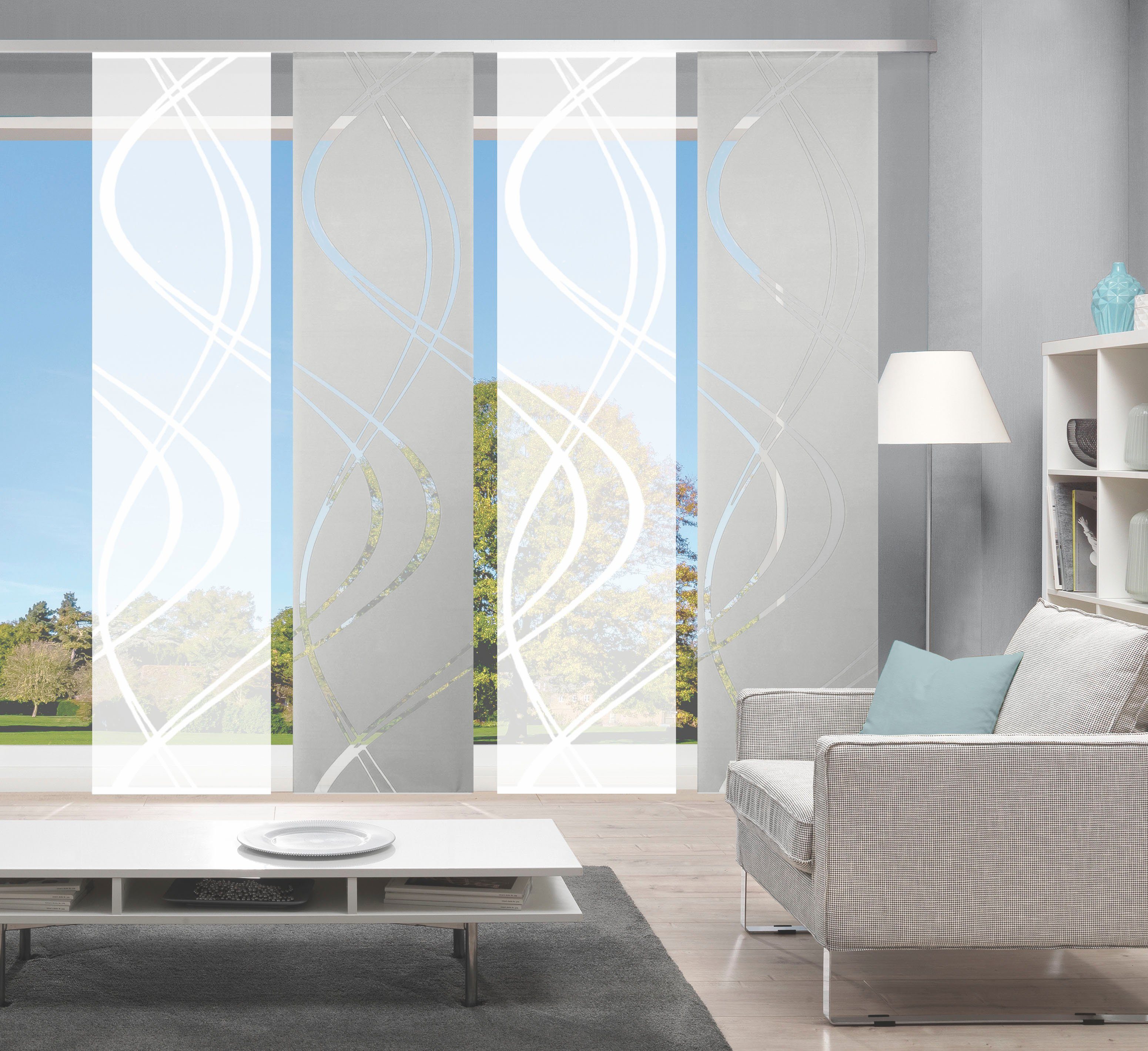 HOME WOHNIDEEN Schiebegardine TIBERIO 4er SET (4 St), Paneelwagen, blickdic günstig online kaufen