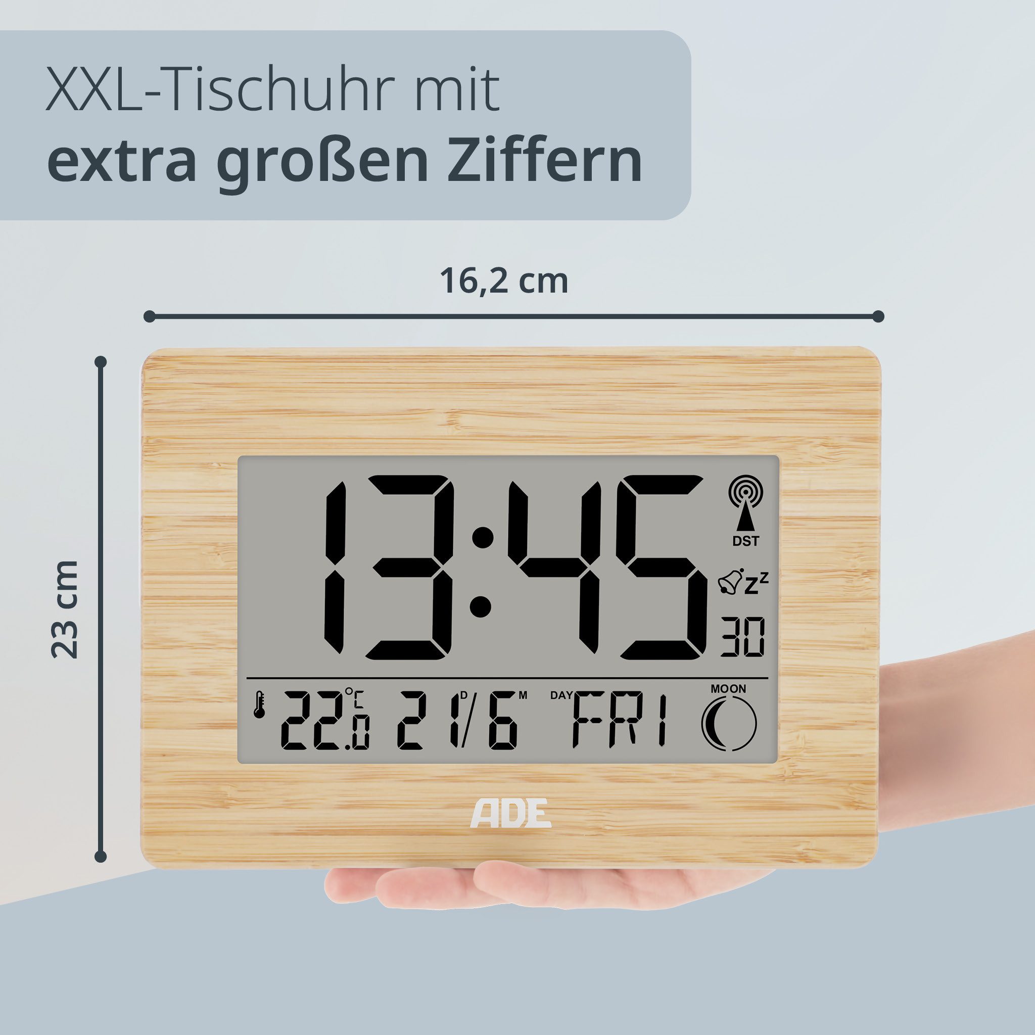 ADE Funktischuhr Digitale Tischuhr und Wanduhr mit großem Display Funkuhr a günstig online kaufen
