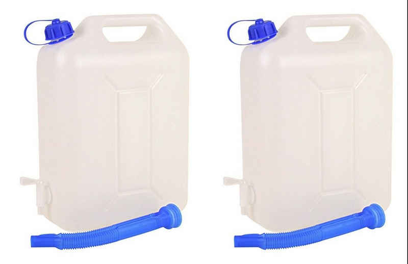 BURI Kanister Wasserkanister 2x 10 Liter Auslaufhahn Ausgießtülle Camping