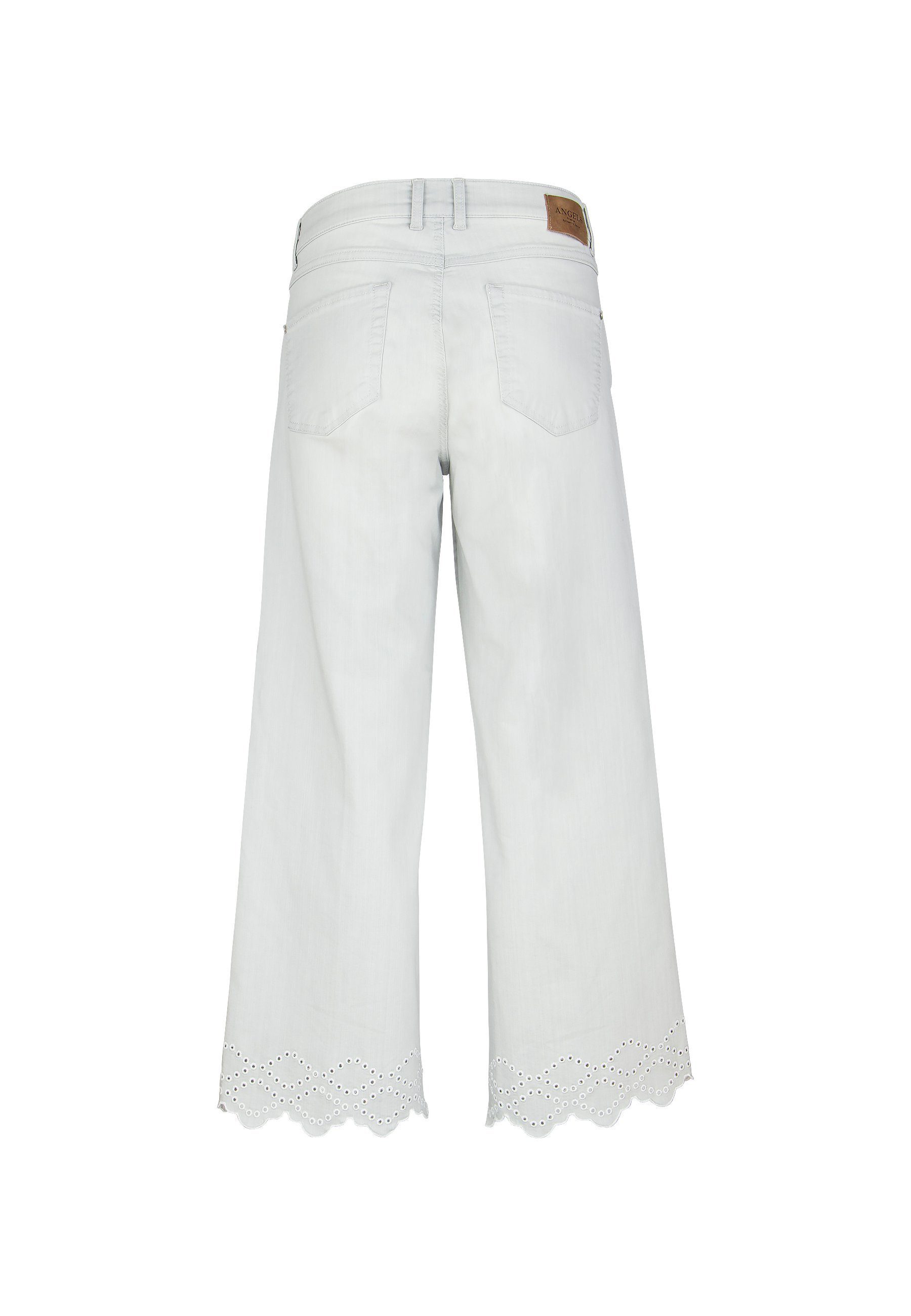 Stitch Stickereien ANGELS grau mit Culotte Label-Applikationen Linn mit 7/8-Jeans