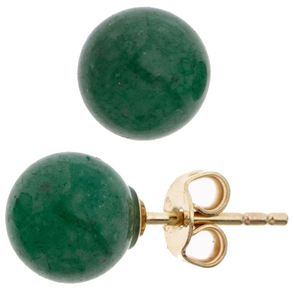 Paar Ohrstecker Ohrstecker mit Aventurin grün 333 Gold