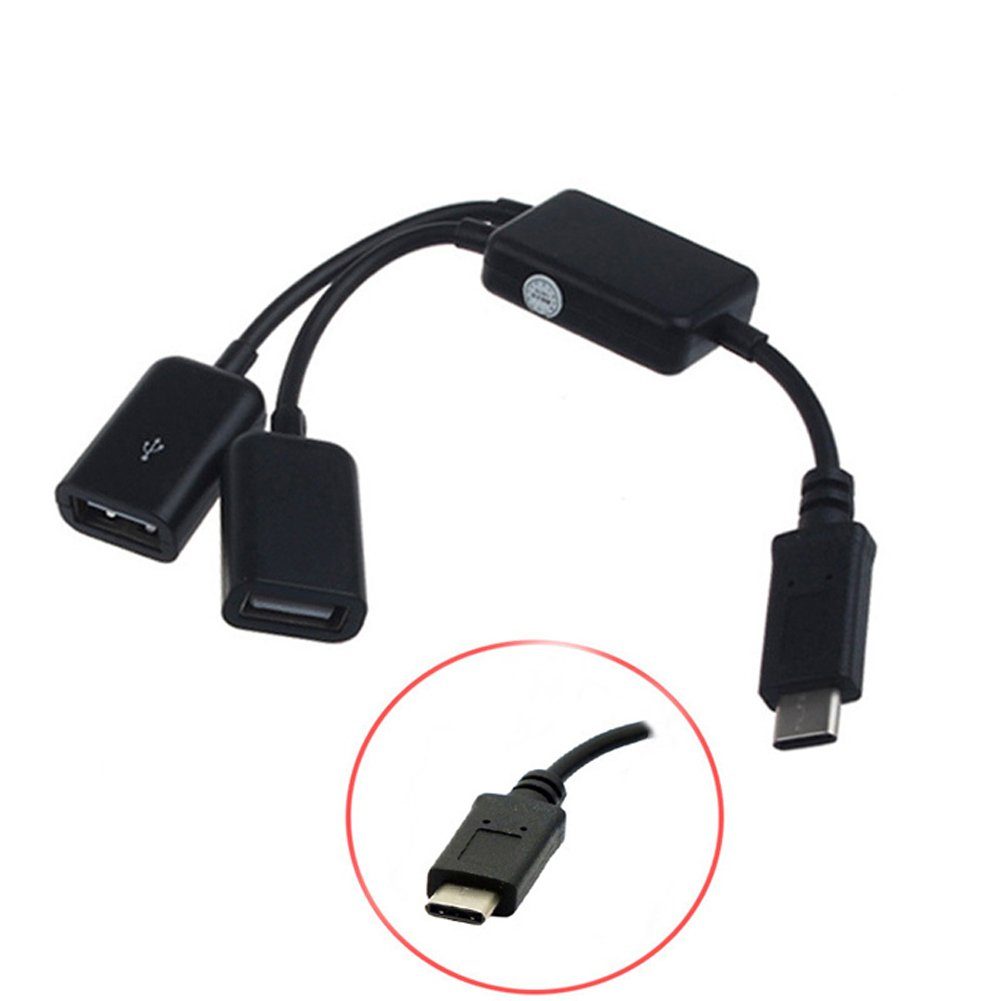 Bolwins H67 USB C Stecker zu 2x USB Buchse Kabel Adapter USB OTG Lade Splitter USB-Kabel, USB C Stecker, USB Buchse (19 cm), USB-C auf 2× USB-A OTG Adapter – Bild 3 von 5