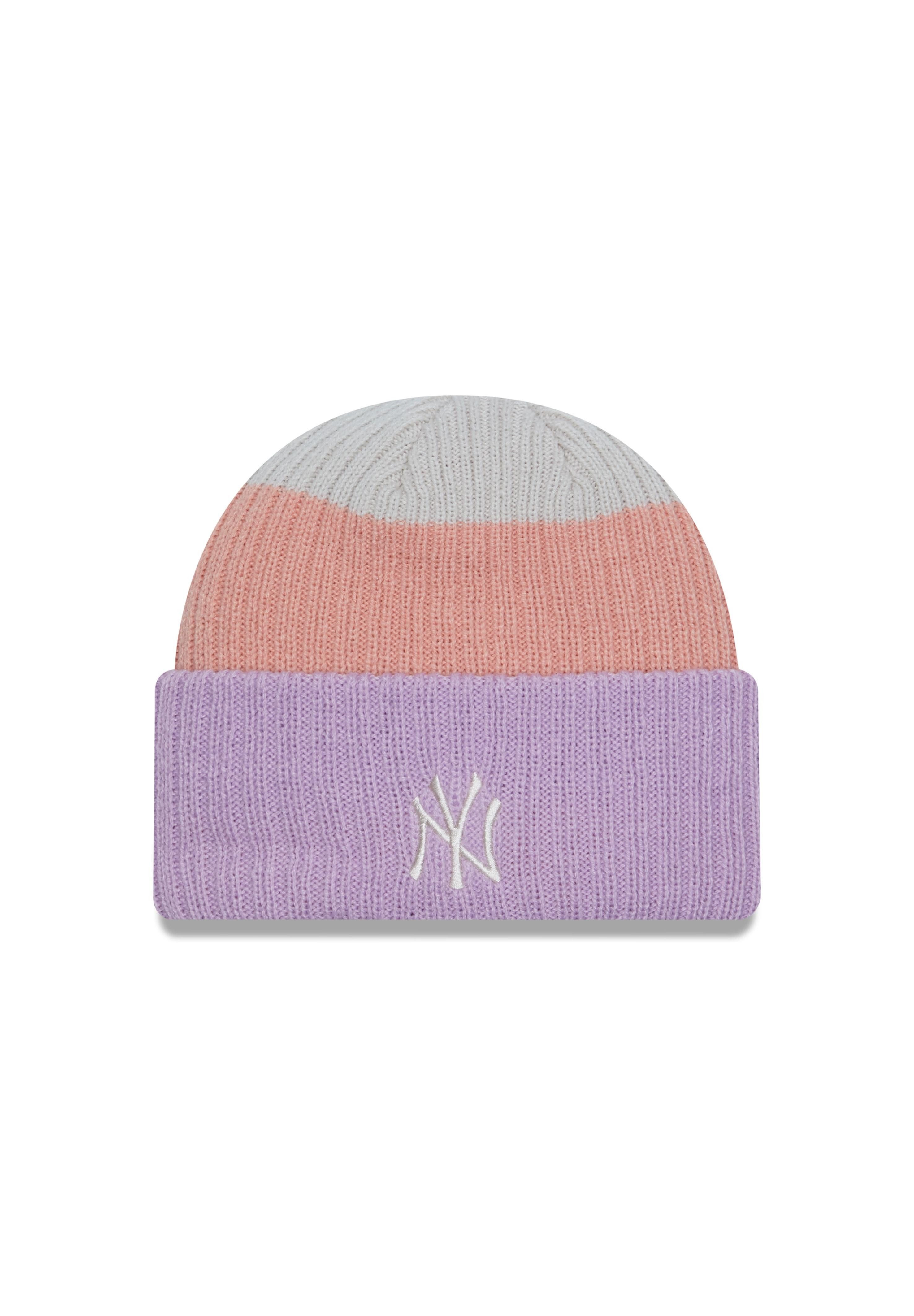 Beanie New York Yankees Purple Orange Beige MLB Women Stripe Beanie New Era