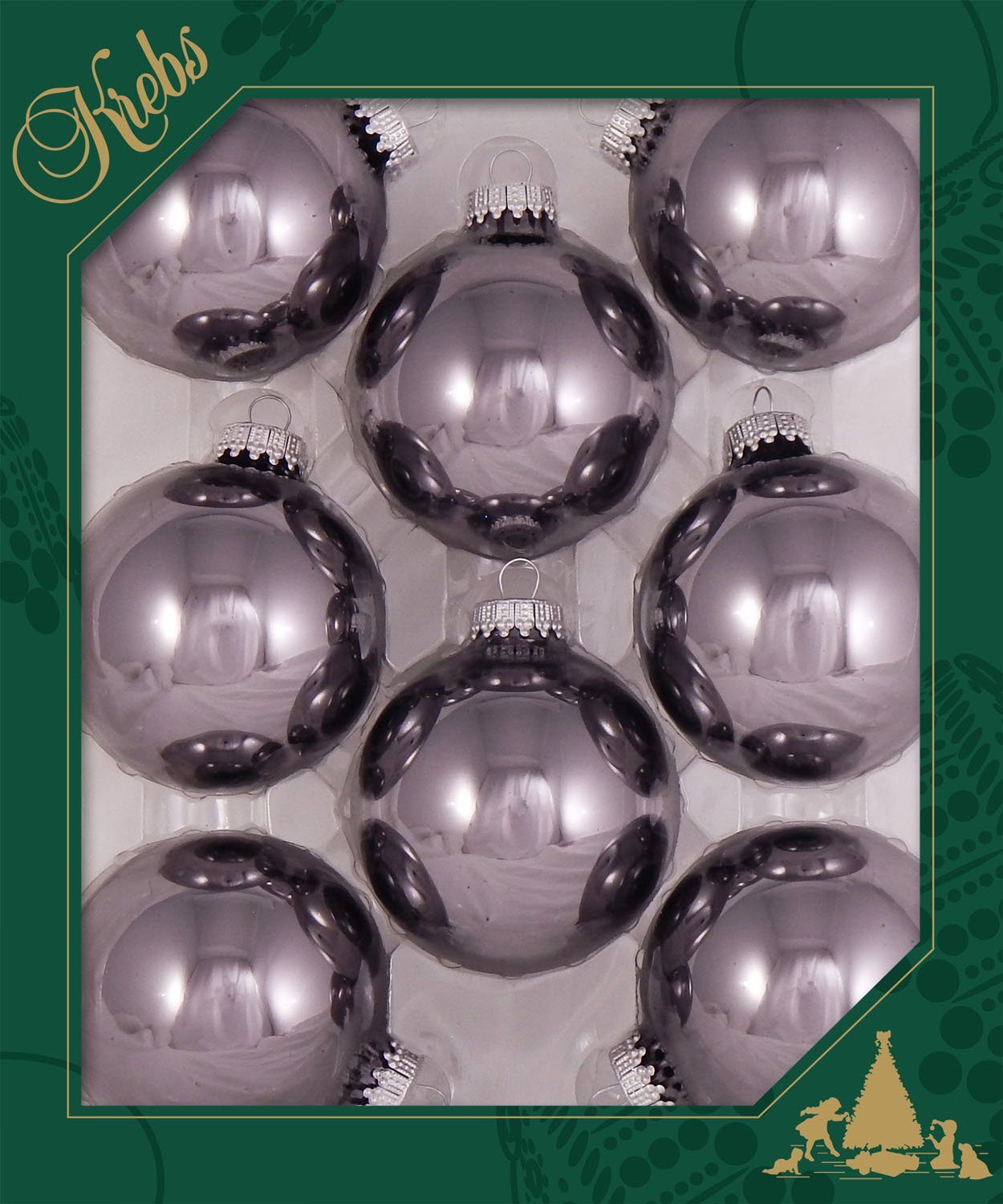Krebs Glas Lauscha Weihnachtsbaumkugel CBK60005, Weihnachtsdeko, Christbaumschmuck, Christbaumkugeln Glas (8 St)