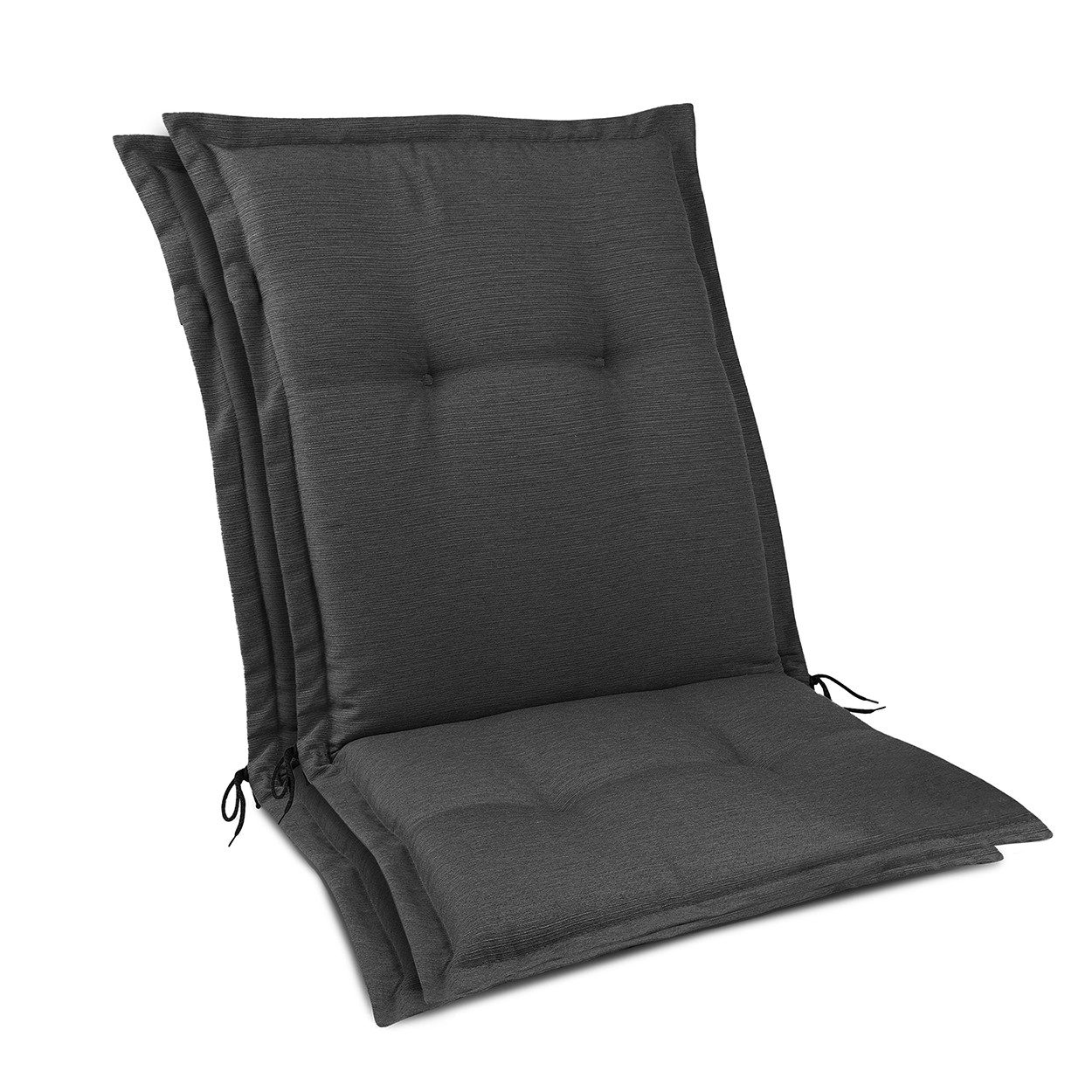 Beautissu Sitzauflage 2x Set Gartenstuhlauflage Niedriglehner HighLux 105x50x7cm Anthrazit, Auflage Niederlehner Gartenstuhl Robuster Stoff & UV-Lichtechtheit