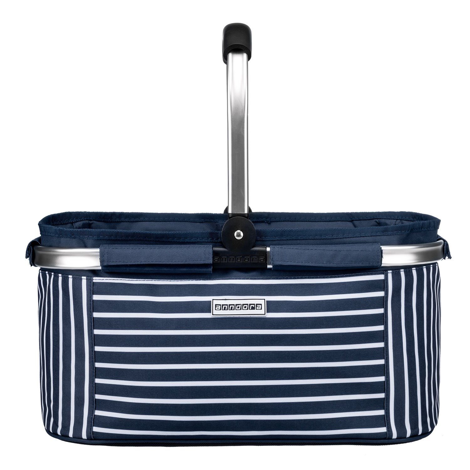 anndora Einkaufskorb mit stabilem Aluminiumrahmen, 22 l, Stoff durch Klettverschluss leicht abnehmbar zum Reinigen