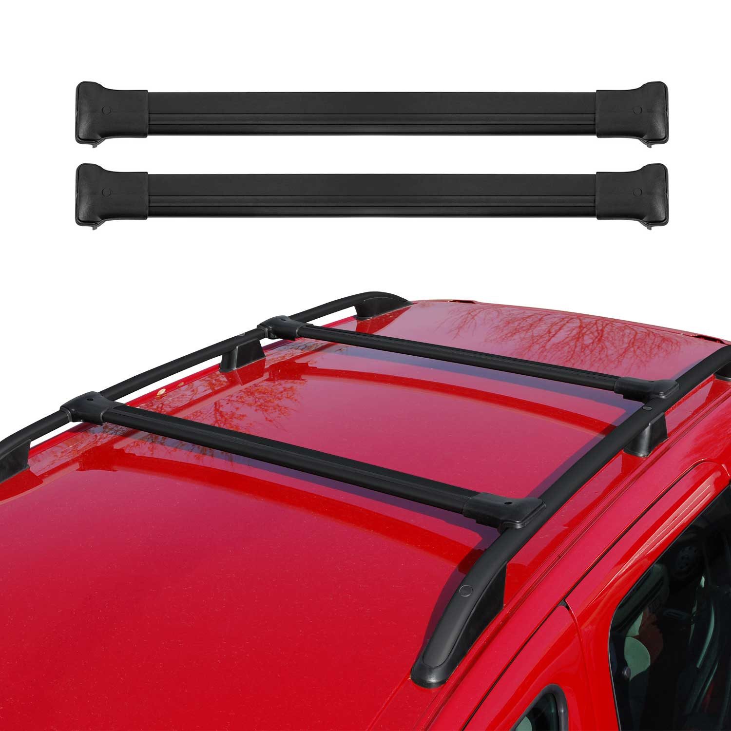 OMAC Dachträger Gepäckträger für Mercedes Vito Viano W639 Relingträger Alu Schwarz 2x (2-St), Wasserbeständig,Abnehmbar,Multifunktional,Leichtgewichtig