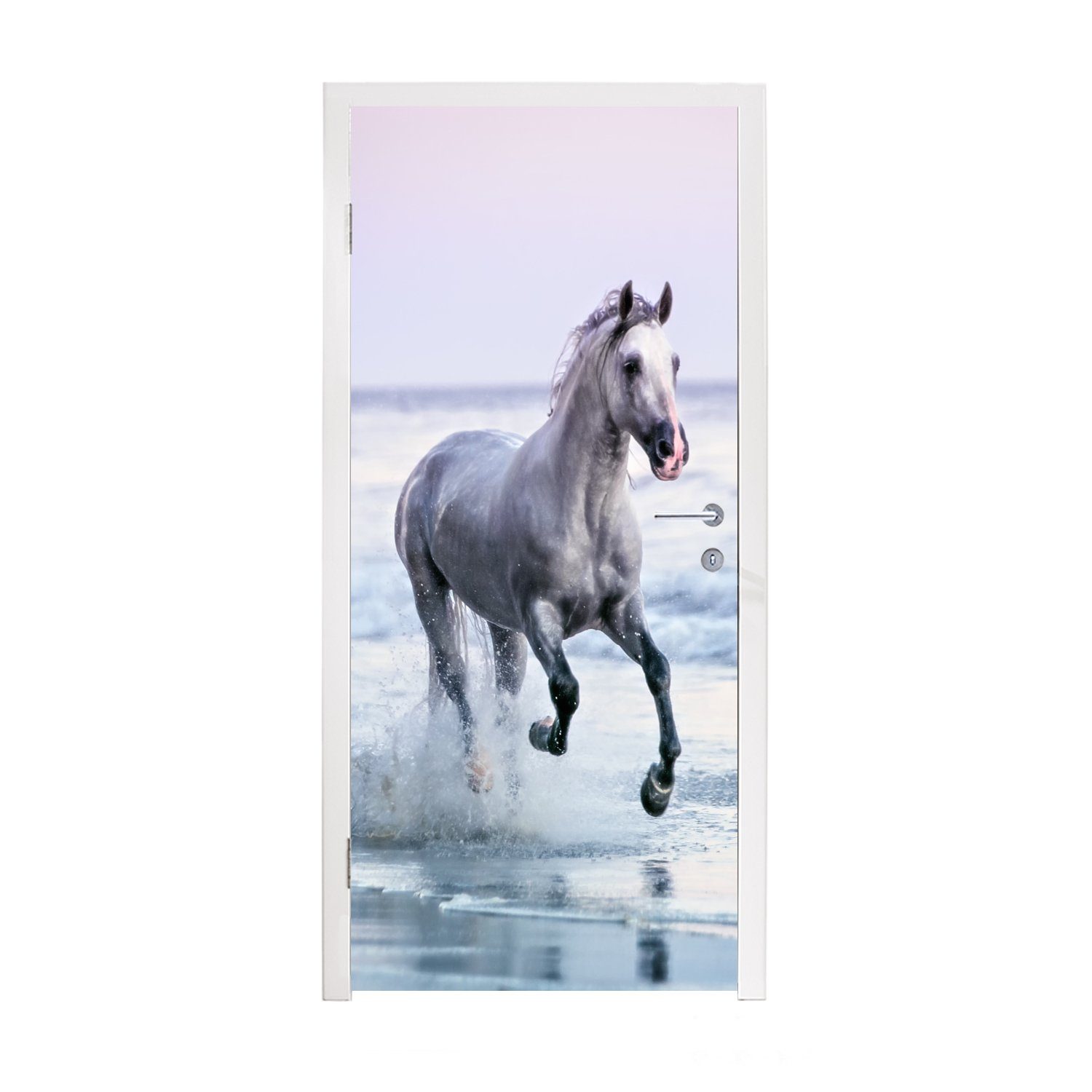 MuchoWow Türtapete Pferd (1 für bedruckt, Matt, Tür, Pastell, 75x205 St), Türaufkleber, Meer cm Fototapete - 