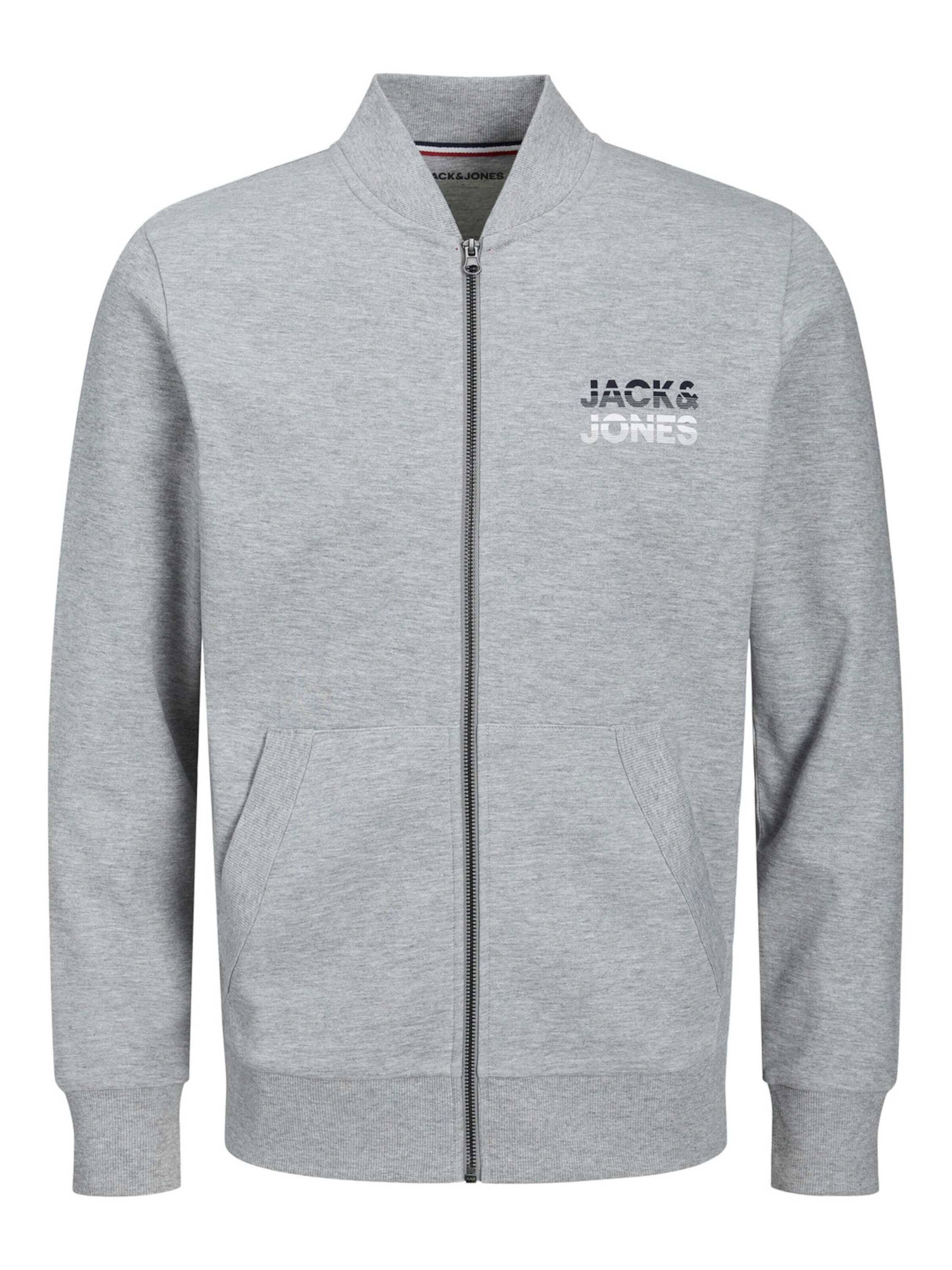Jones Jack grey Jack Jones & Atlas Junior Sweatjacke light & (1-tlg) mela