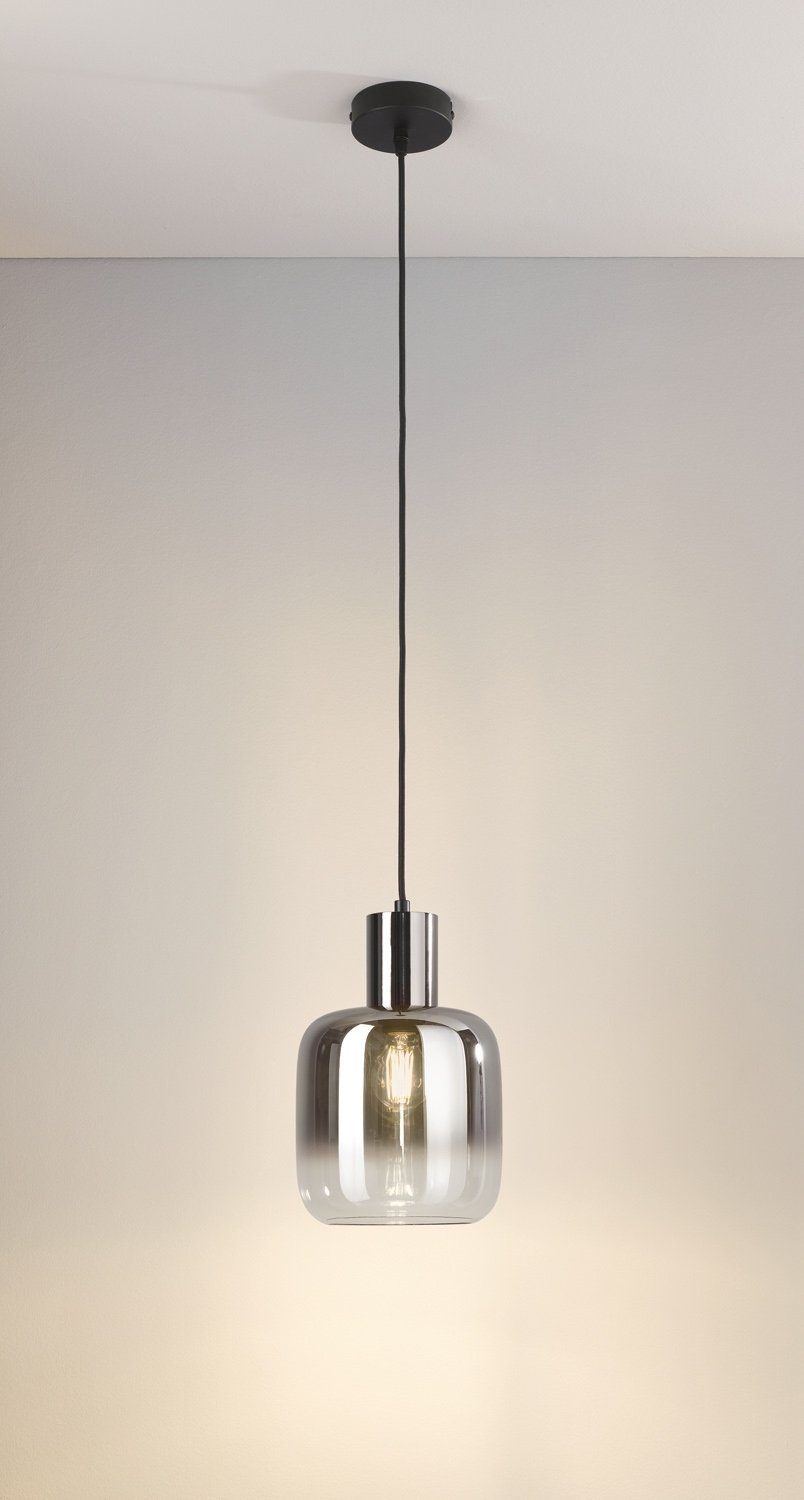 casa NOVA Pendelleuchte SVENJA, 1-flammig, Schwarz, Metall, Rauchglas, ohne günstig online kaufen