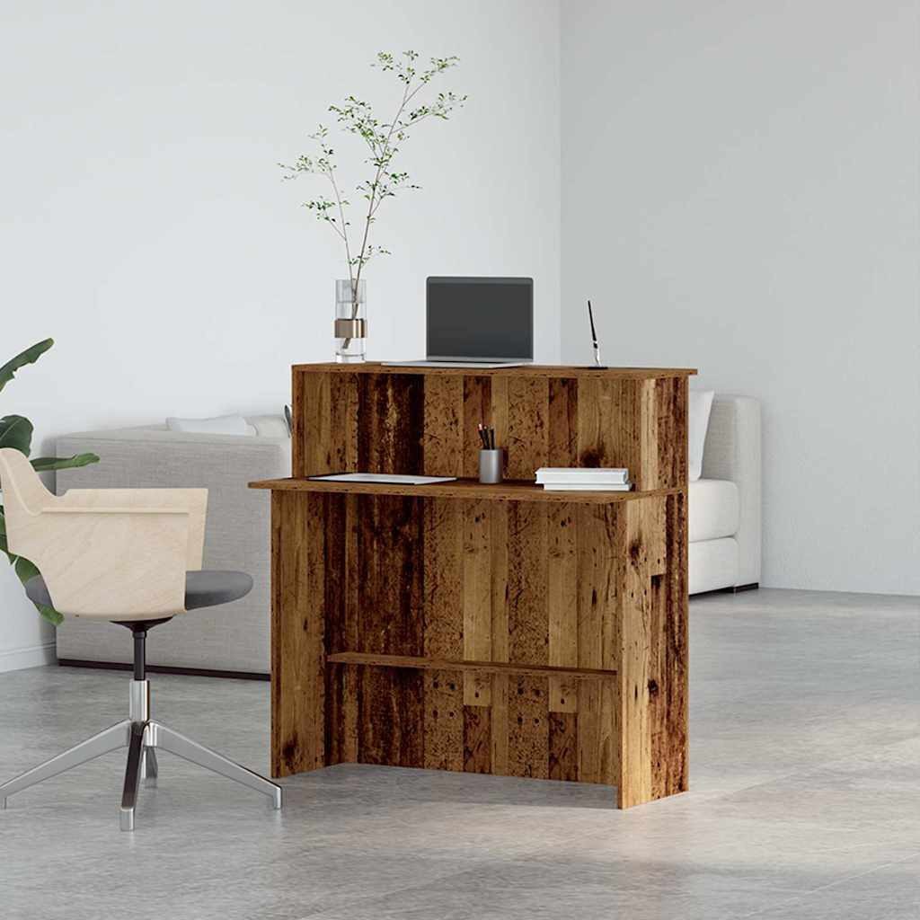 vidaXL Schreibtisch Empfangstheke Altholz-Optik 100x50x103,5 cm Holzwerkstoff – Bild 4 von 5