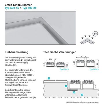 Fußmatte Emco Eingangsmatte DIPLOMAT + Rahmen 25mm Aluminium, Rips Blau, Emco, rechteckig, Höhe: 25 mm, Größe: 750x500 mm, für Innen- und überdachten Außenbereich