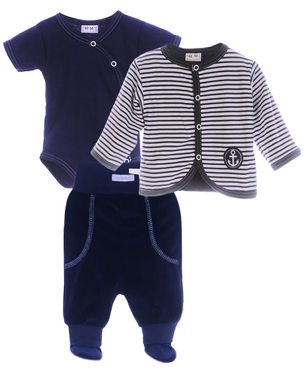 La Bortini Shirt, Hose & Jäckchen Baby Anzug 3Tlg Body Hose und Jacke 44 50 56 62 68