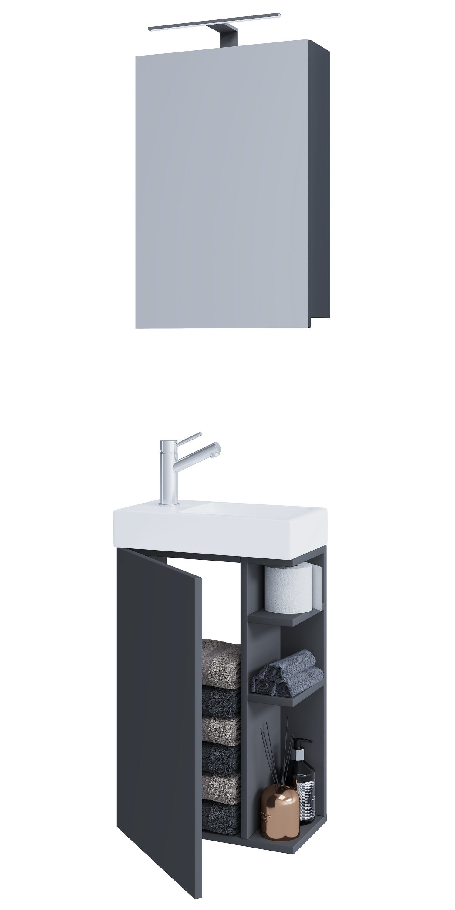 VCM Waschtisch 2-tlg Gäste WC Bad Waschtisch Lumia Spiegelschrank günstig online kaufen