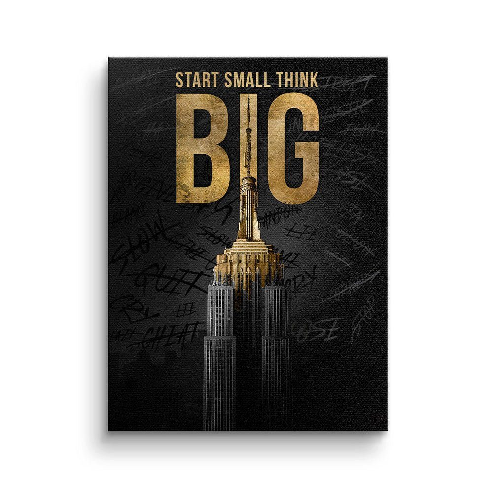 DOTCOMCANVAS® Leinwandbild, Premium Motivationsbild - Start Small Think Big - Empire State Build ohne Rahmen