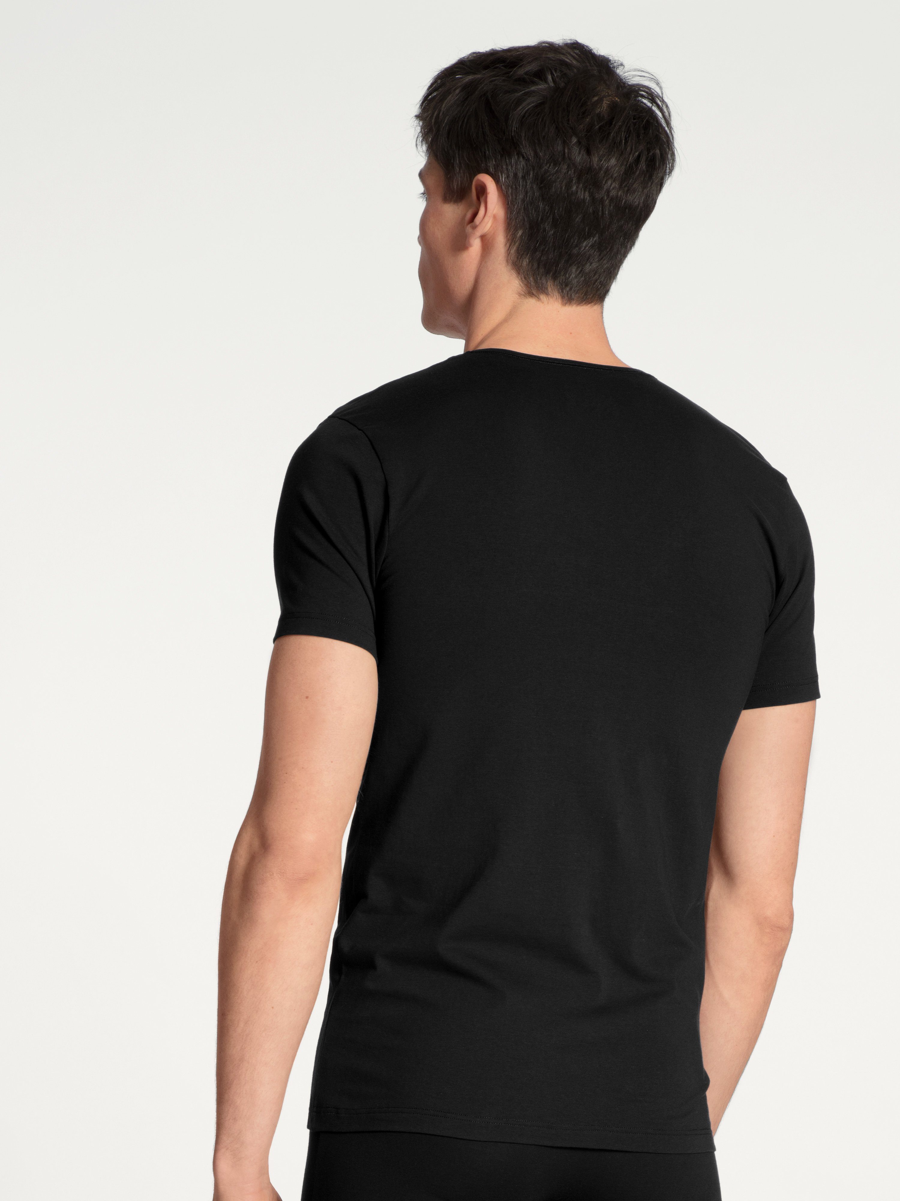 Code CALIDA perfekter Passform schwarz V-Ausschnitt mit und T-Shirt Cotton
