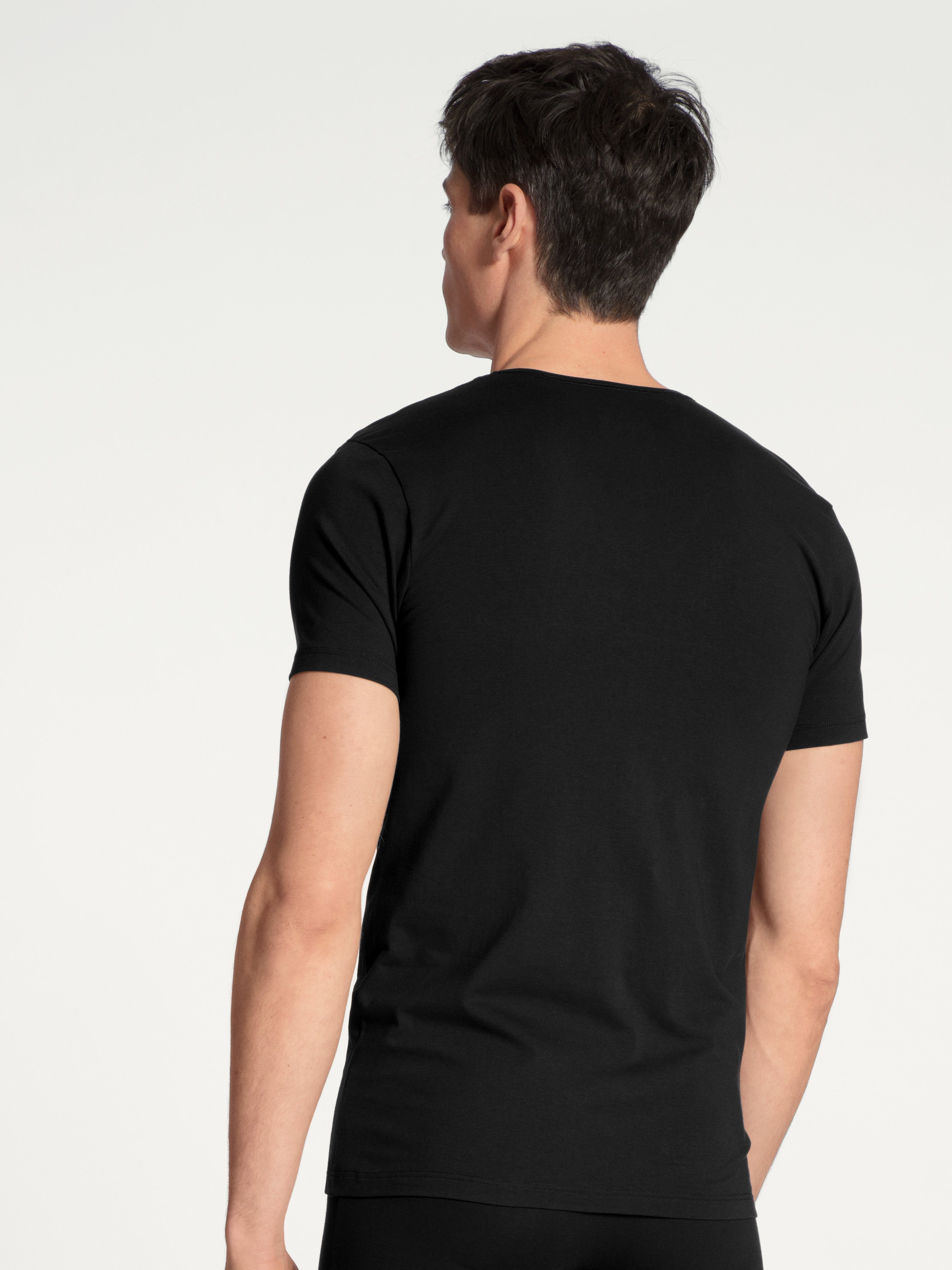 CALIDA T-Shirt Cotton Code V-Ausschnitt, formstabiler Single Jersey, elastisch, Kurzarm