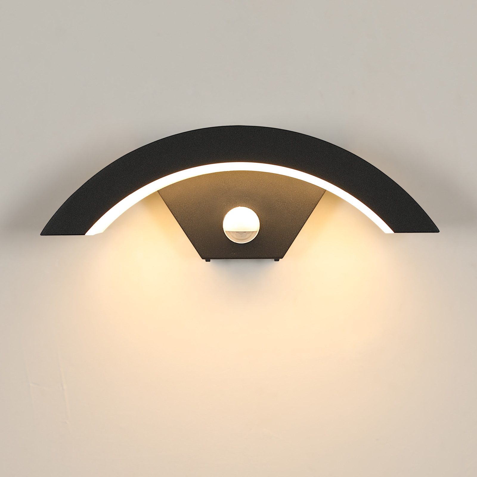 Riserva Wandleuchte LED Außenwandleuchte U-Form Schwarz 24W Sensor IP65