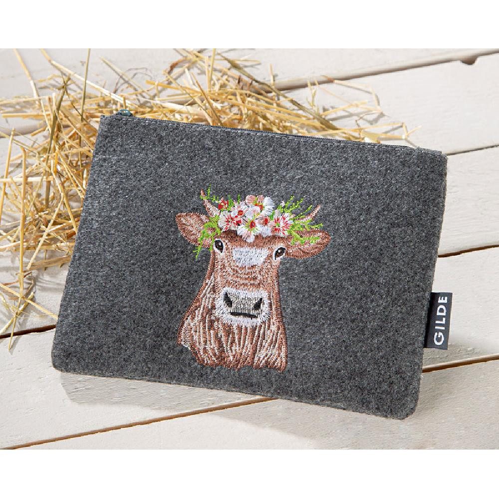 GILDE Kosmetiktasche Kosmetiktasche Adelheid mit Kuhmotiv Filz – Bild 4 von 4