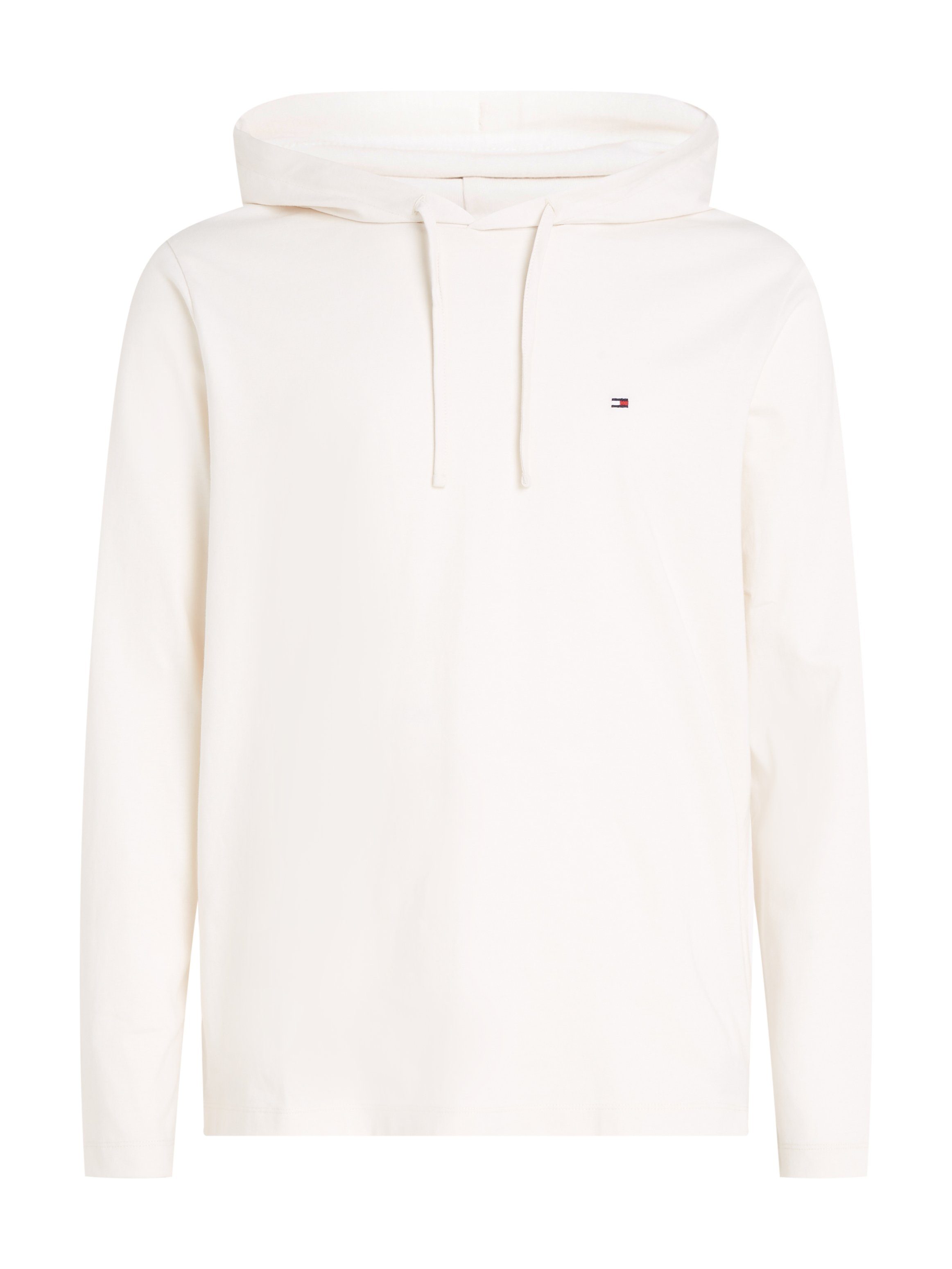 Weathered Hilfiger Tommy White LS Langarmshirt HOODED TEE