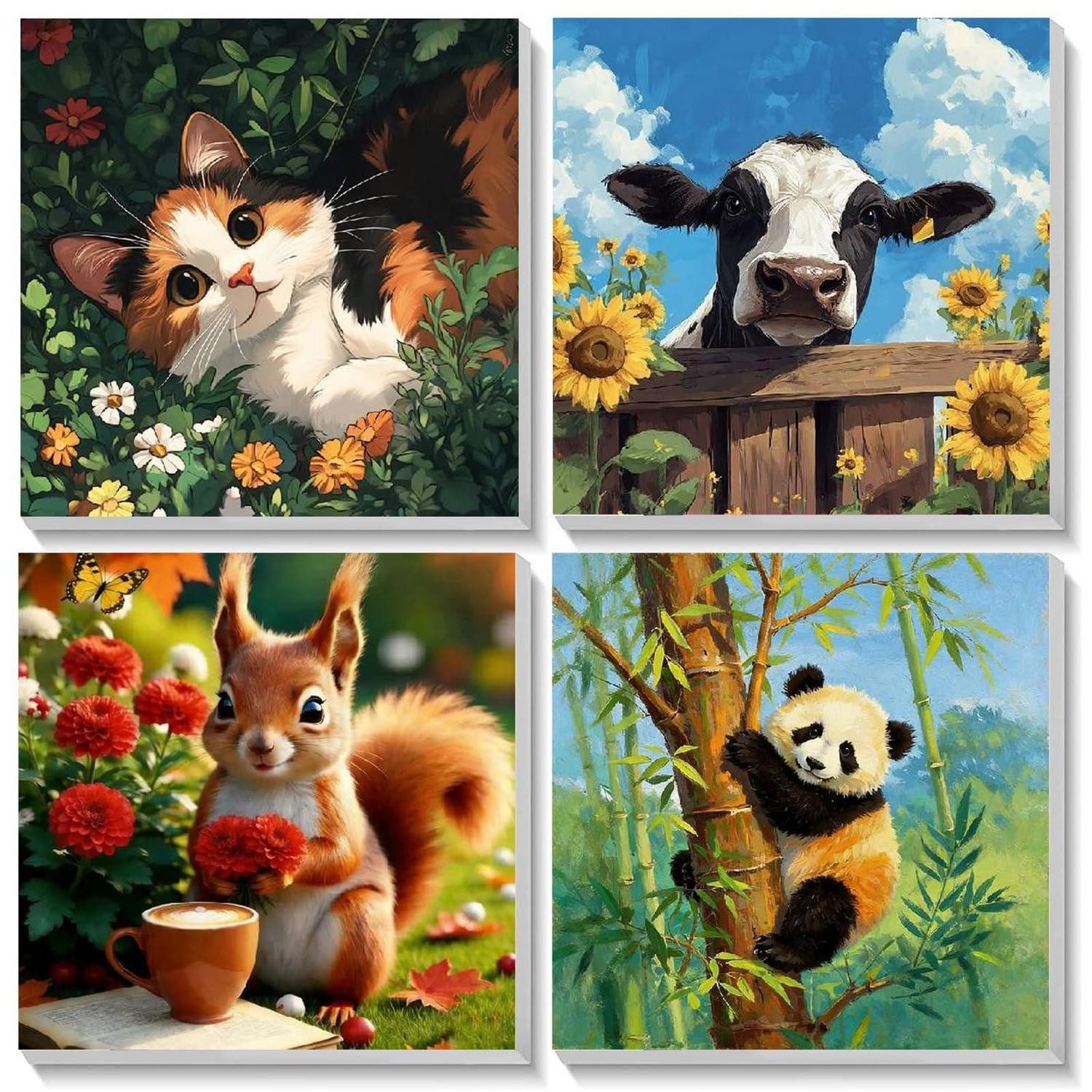 LuxusKollektion Kreativset Malen nach Zahlen Tiere mit Rahmen 20x20cm