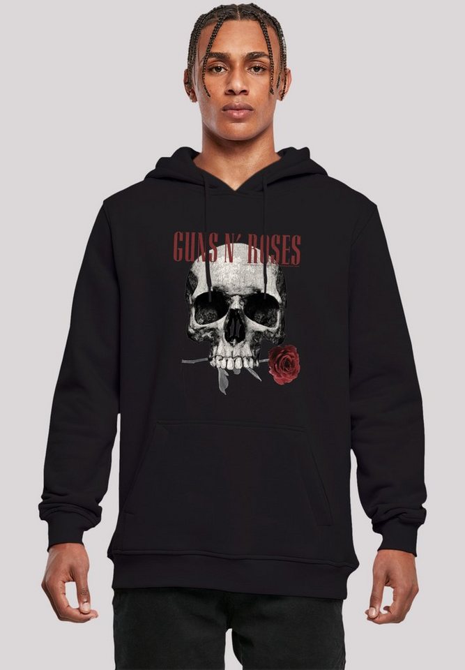 F4NT4STIC Kapuzenpullover Guns 'n' Roses Flower Skull Rock Musik Band  Premium Qualität, Verstellbare Kapuze und geräumige Kängurutasche