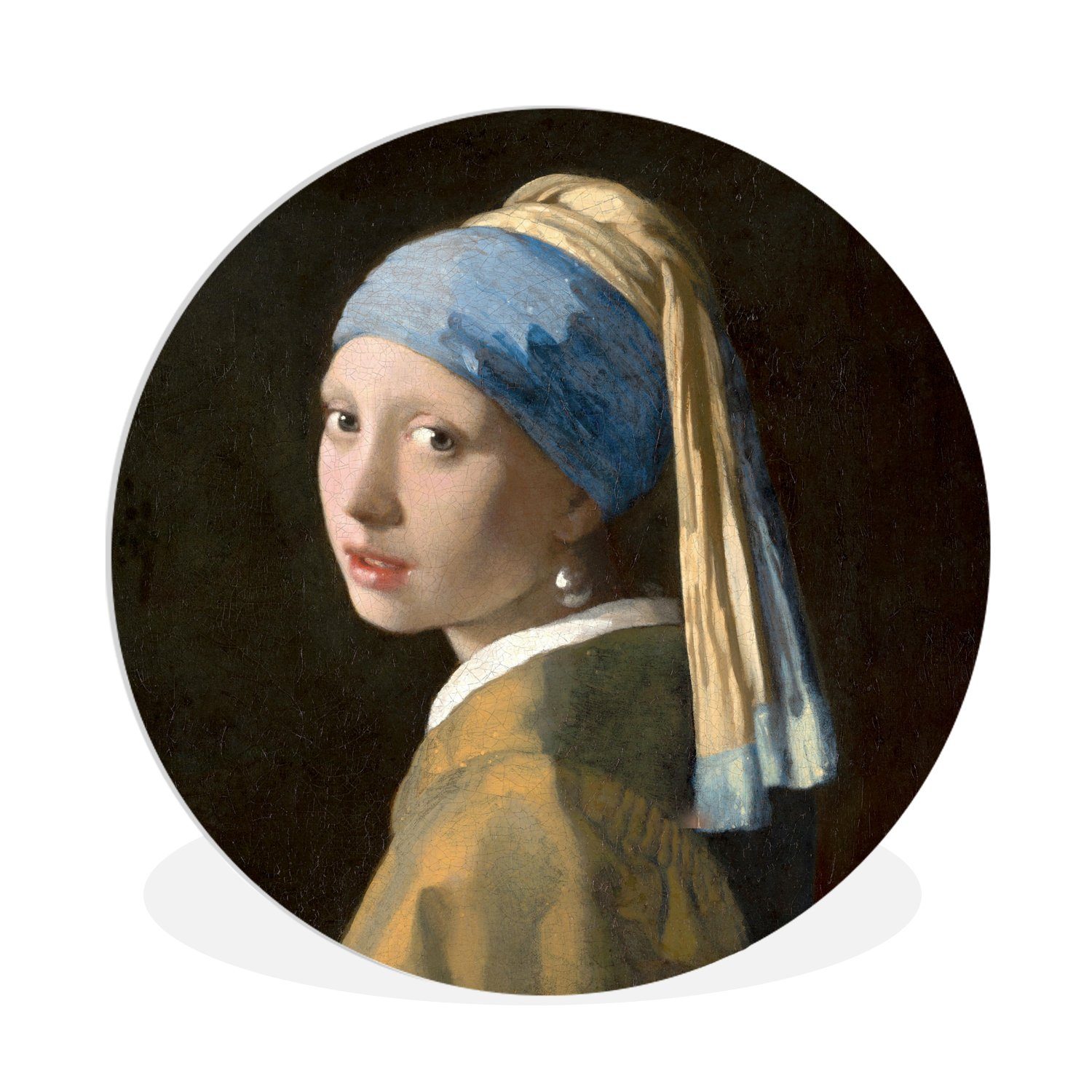MuchoWow Gemälde Mädchen mit Perlenohrring - Kunstdrucke - Alte Meister - Vermeer, Fotodruck (1 St), Kreis Wanddekoration, Rundes Wandbild, 30x30 cm