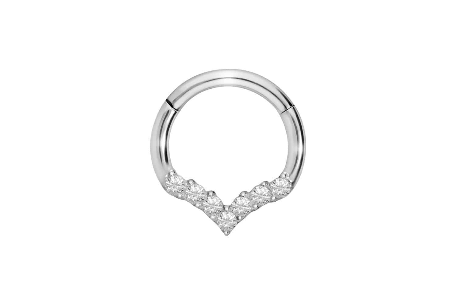 Piercing-Set Titan Segmentring Clicker SPITZ + EINGEFASSTE KRISTALLE