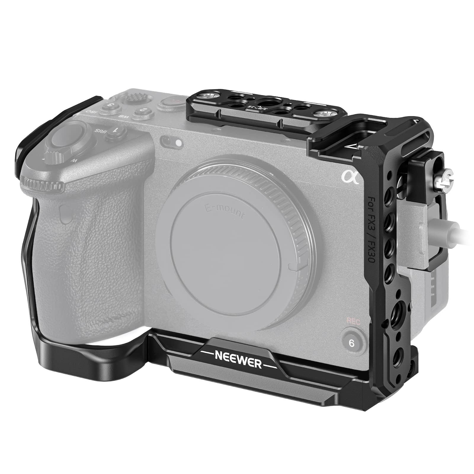 Neewer CA011 FX3/FX30 Cage Kamera Käfig mit NATO Schiene & HDMI Clamp Stativhalterung (Viele Befestigungsgewinde)