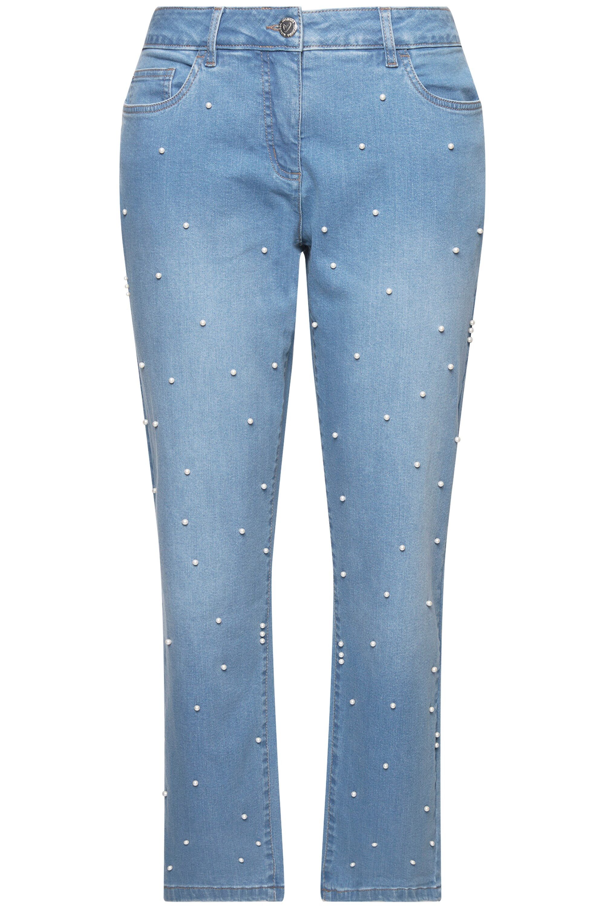 MIAMODA Regular-fit-Jeans Jeans weites Bein Zierperlen 5-Pocket günstig online kaufen