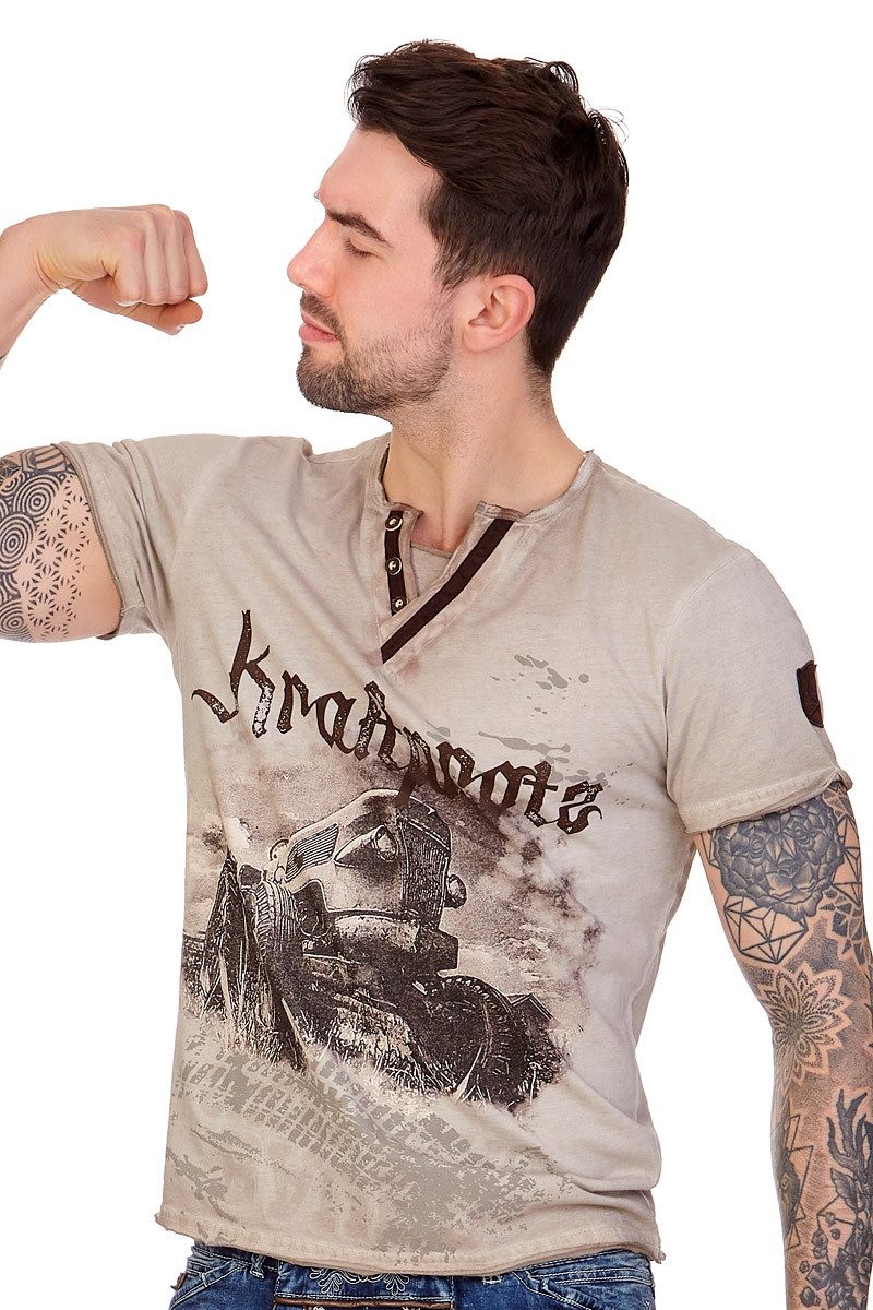 Trachtenshirt Trachtenshirt Herren - EVERETT - beige, türkis
