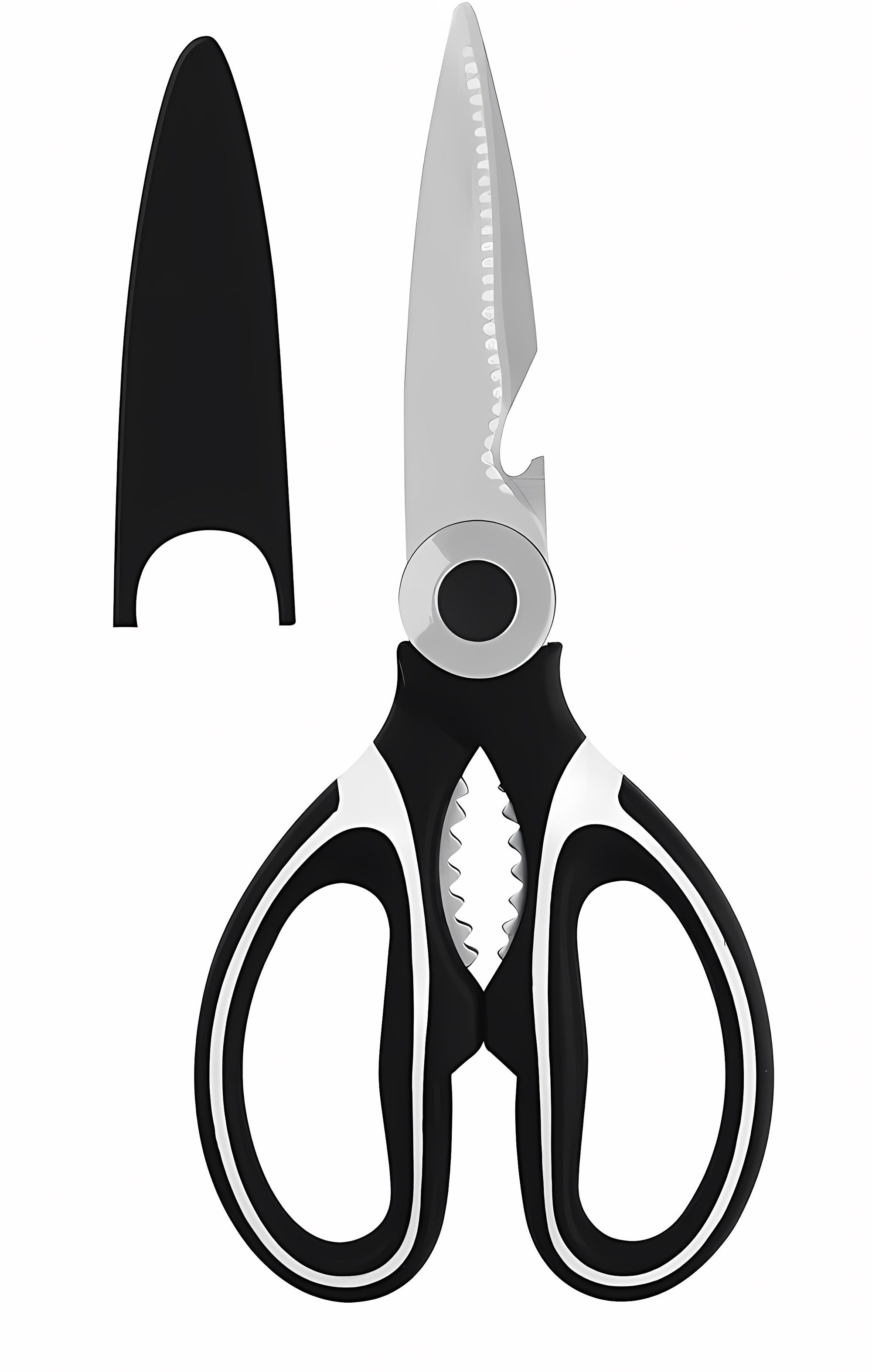 *Alpina* Universalschere KÜCHENSCHERE 20,5cm aus Edelstahl mit Schutzabdeckung 99, Flaschenöffner Nussknacker Schuppenentferner Vielzweckschere Schere