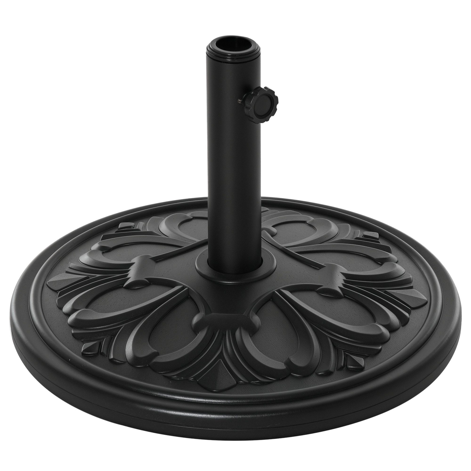 Outsunny Schirmständer Sonnenschirmständer 13 kg Schirmstangen Schirmhalter für Garten Balkon (Schirmfuß, 1 St., Schirmständer), Ø35,Ø38,Ø48mm Kunststoff + Zement Antik Schwarz Ø48 x 34 cm
