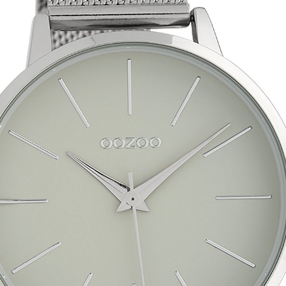 OOZOO Quarzuhr Oozoo Damen Armbanduhr Timepieces Analog, Damenuhr rund,  groß (ca. 45mm) Metallarmband, Fashion-Style, Mesh-Armband