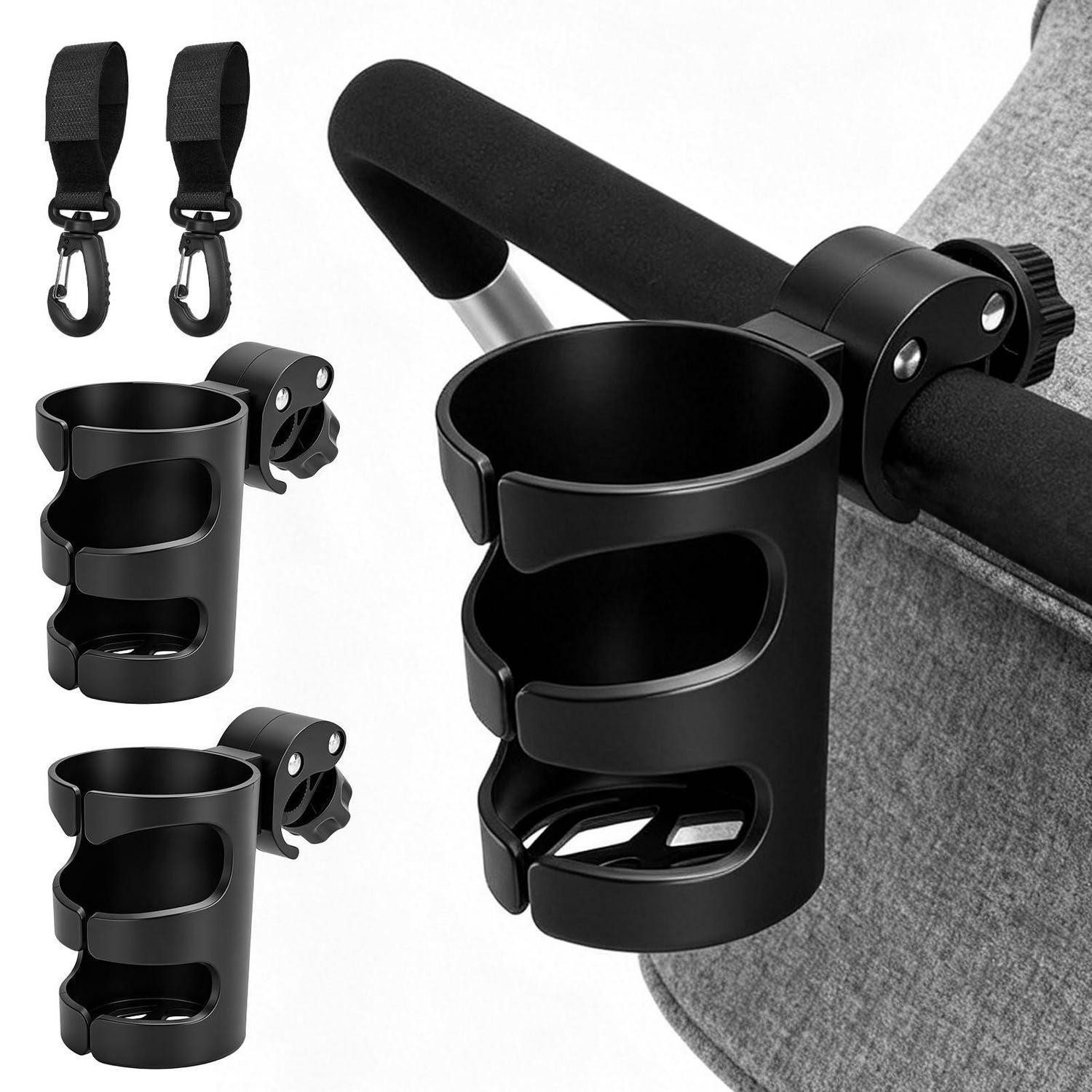Becherhalter Getränkehalter Kinderwagen universal verstellbar 360 Grad bis 4,5 cm