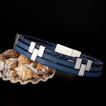 UNIQAL.de Lederarmband DESERT UND AZURE (Edelstahl, Echtleder, Casual Style, handgefertigt)