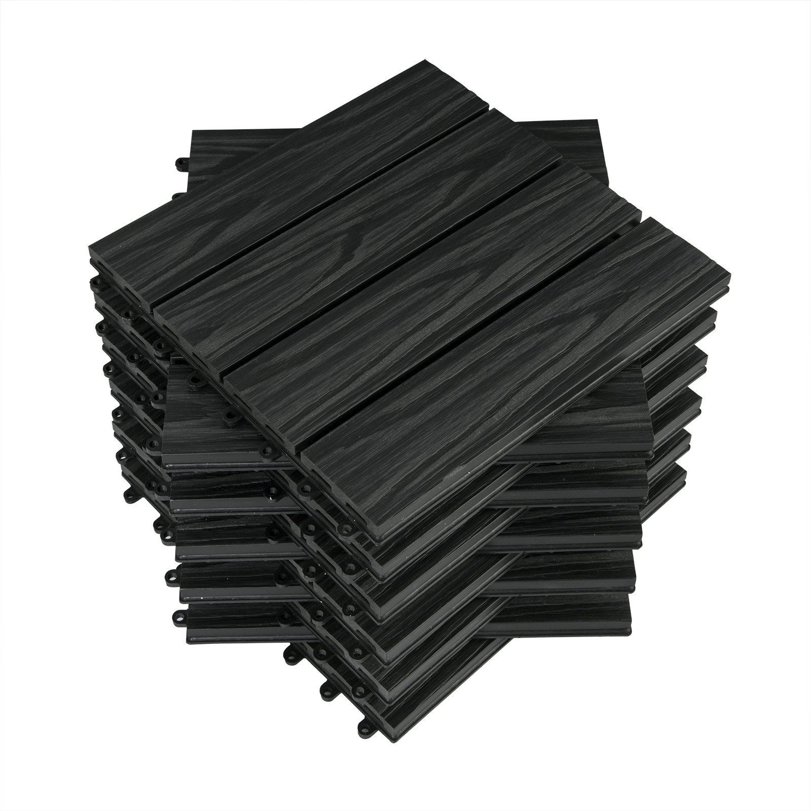 Woltu WPC-Fliesen, 22 St., 22 St. Balkonfliesen, Terrassenfliesen 30x30cm Holz Optik mit Relief